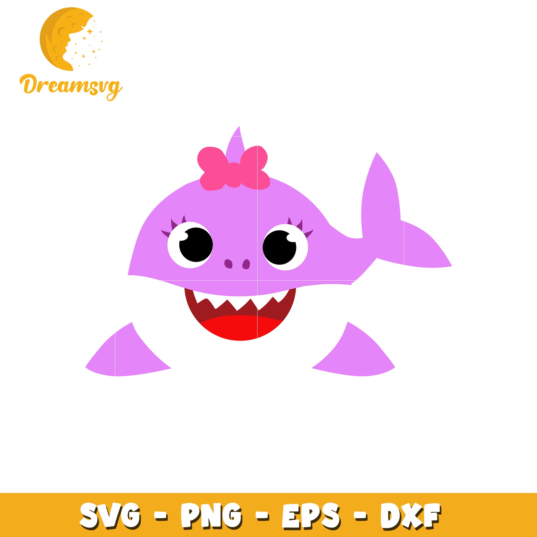 Cute Baby Shark Girl SVG PNG EPS DXF