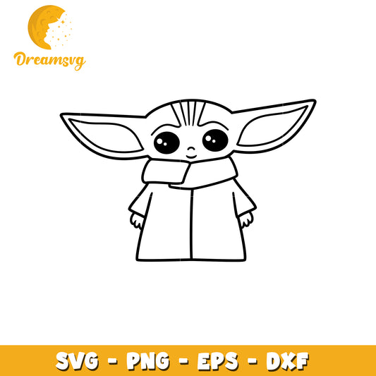Cute Baby Yoda SVG Cut File
