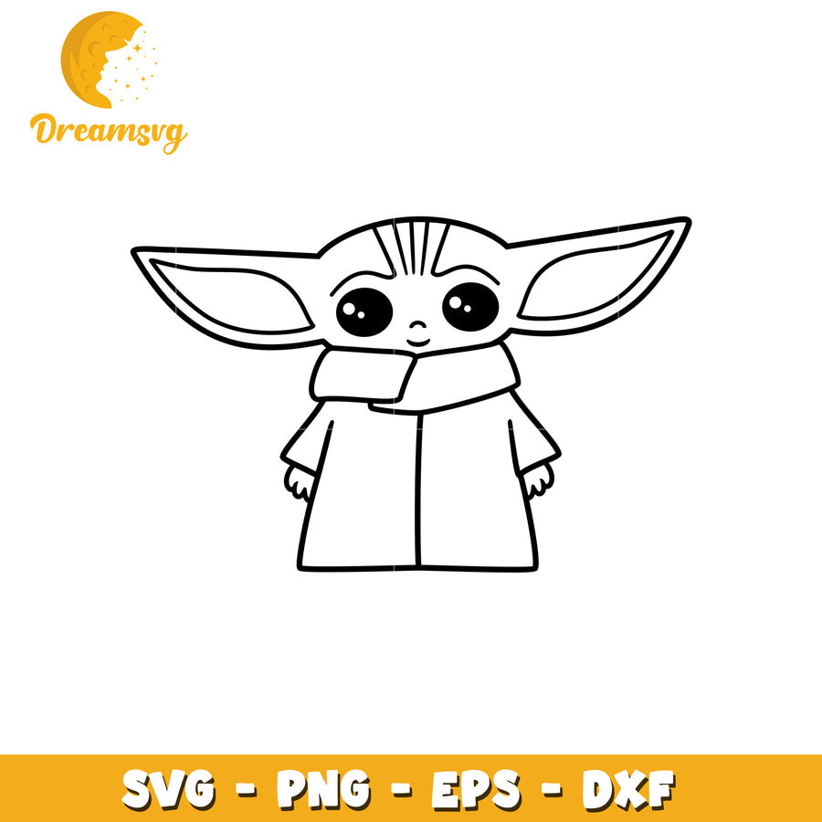 Cute Baby Yoda SVG Cut File