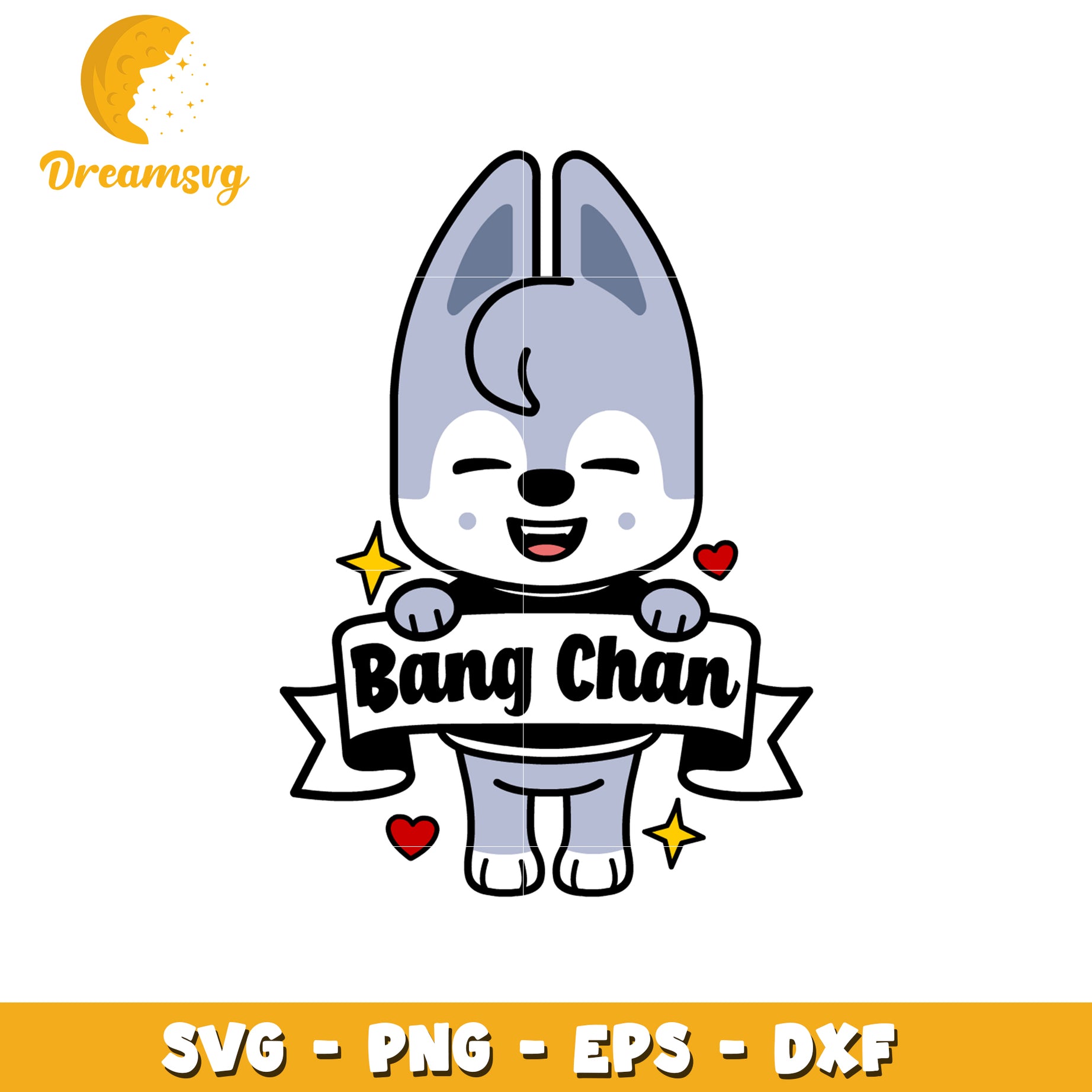 Cute Bang Chan Husky SVG PNG EPS DXF
