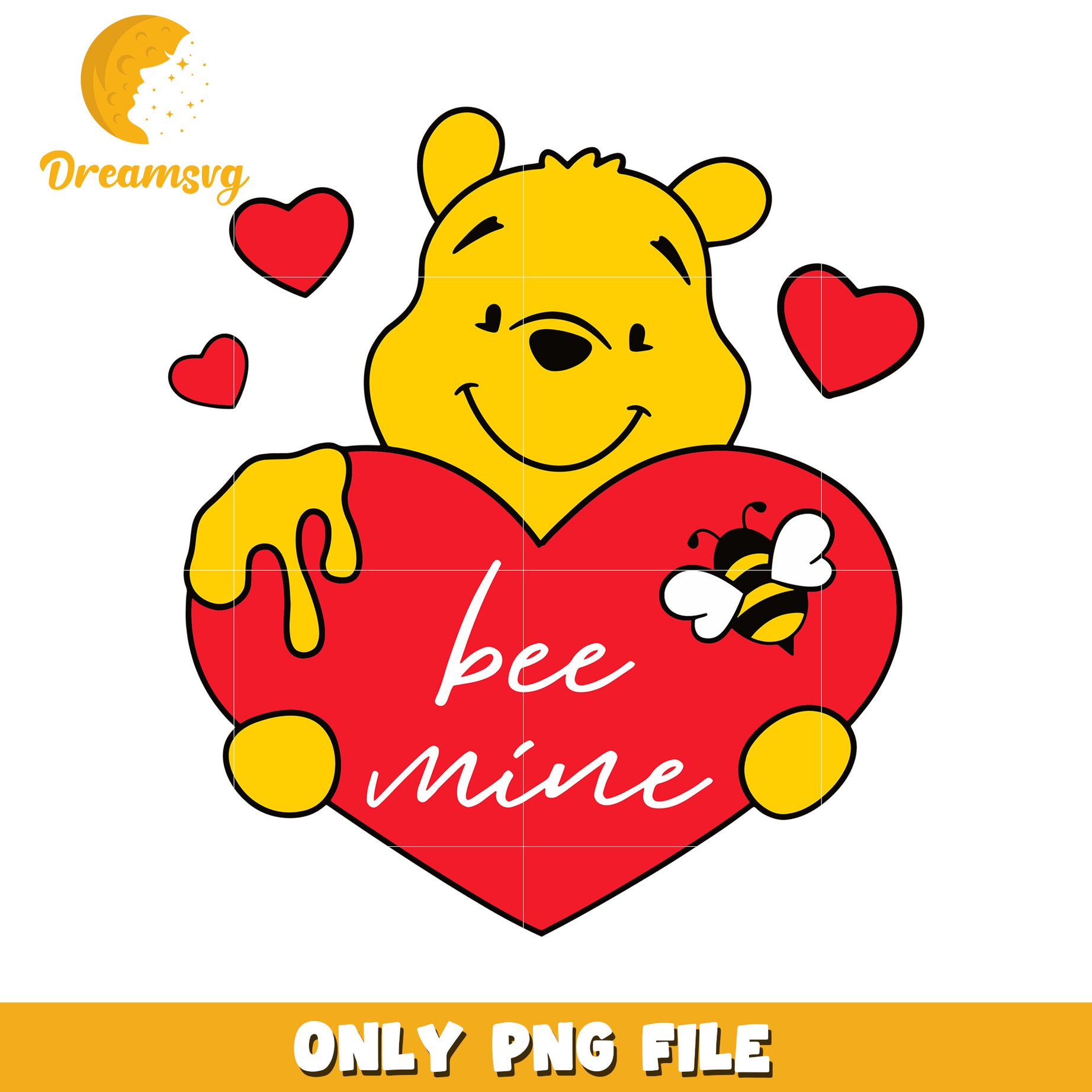 Cute Bear Bee Mine Heart PNG Design for Valentine Day