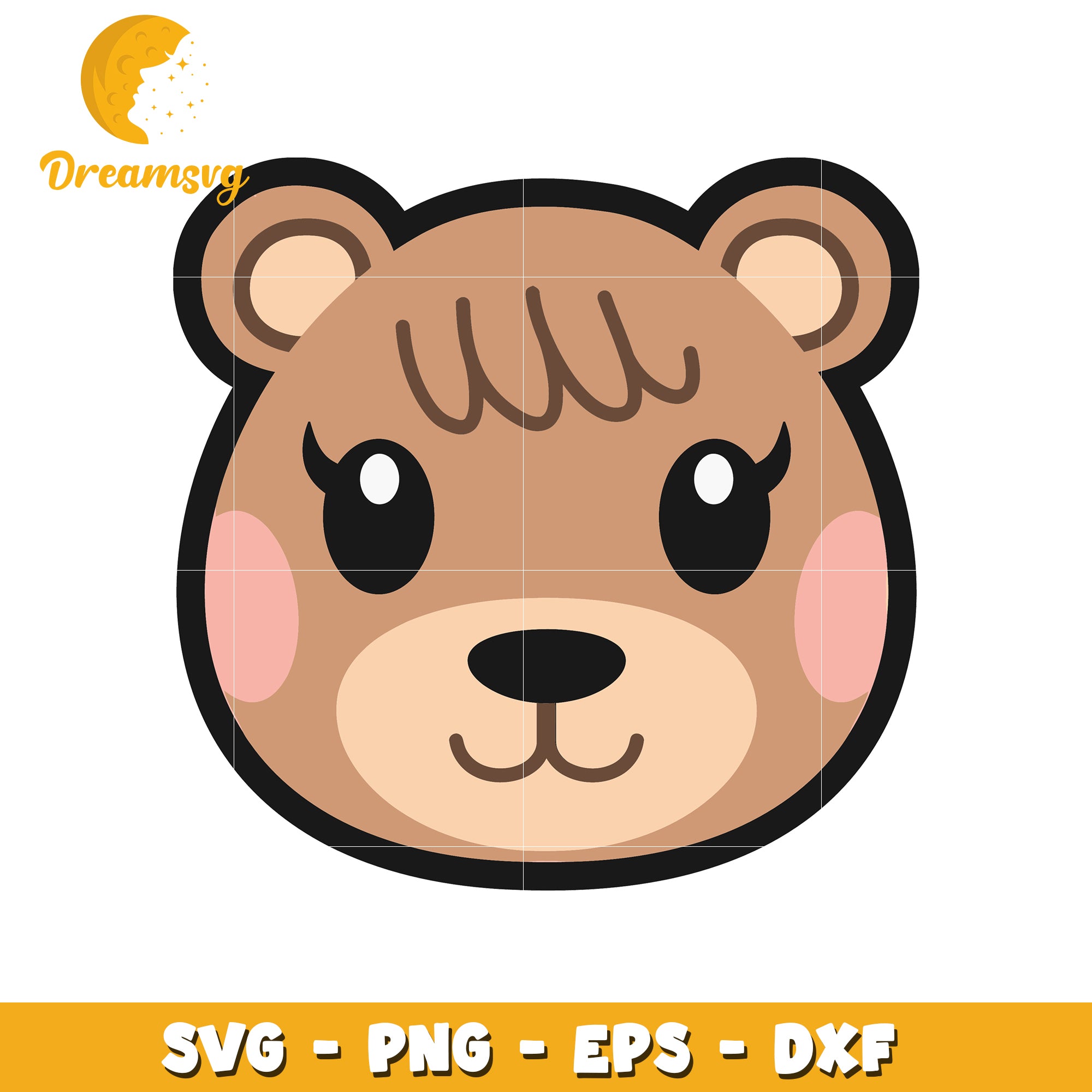 Cute Bear Face SVG PNG EPS DXF