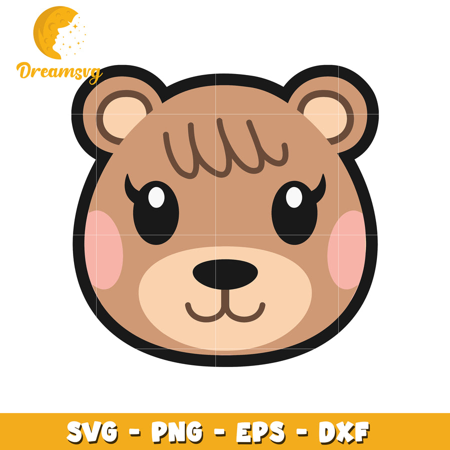 Cute Bear Face SVG PNG EPS DXF