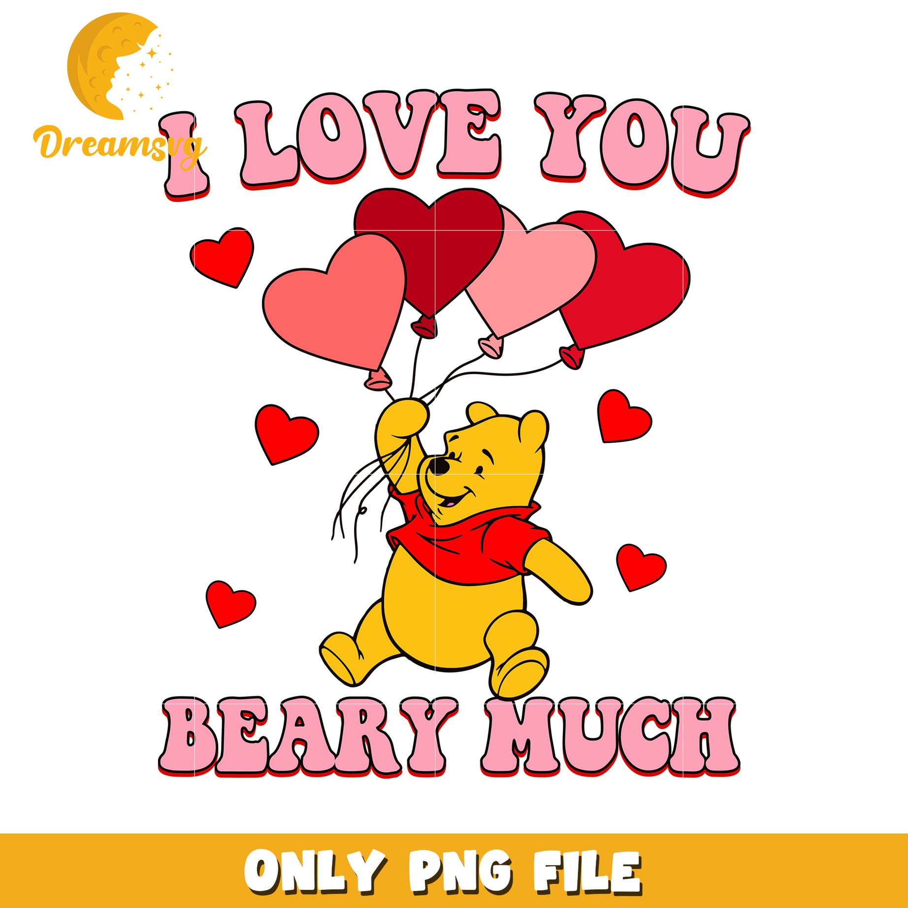 Cute Bear Holding Balloons I Love You PNG Design File