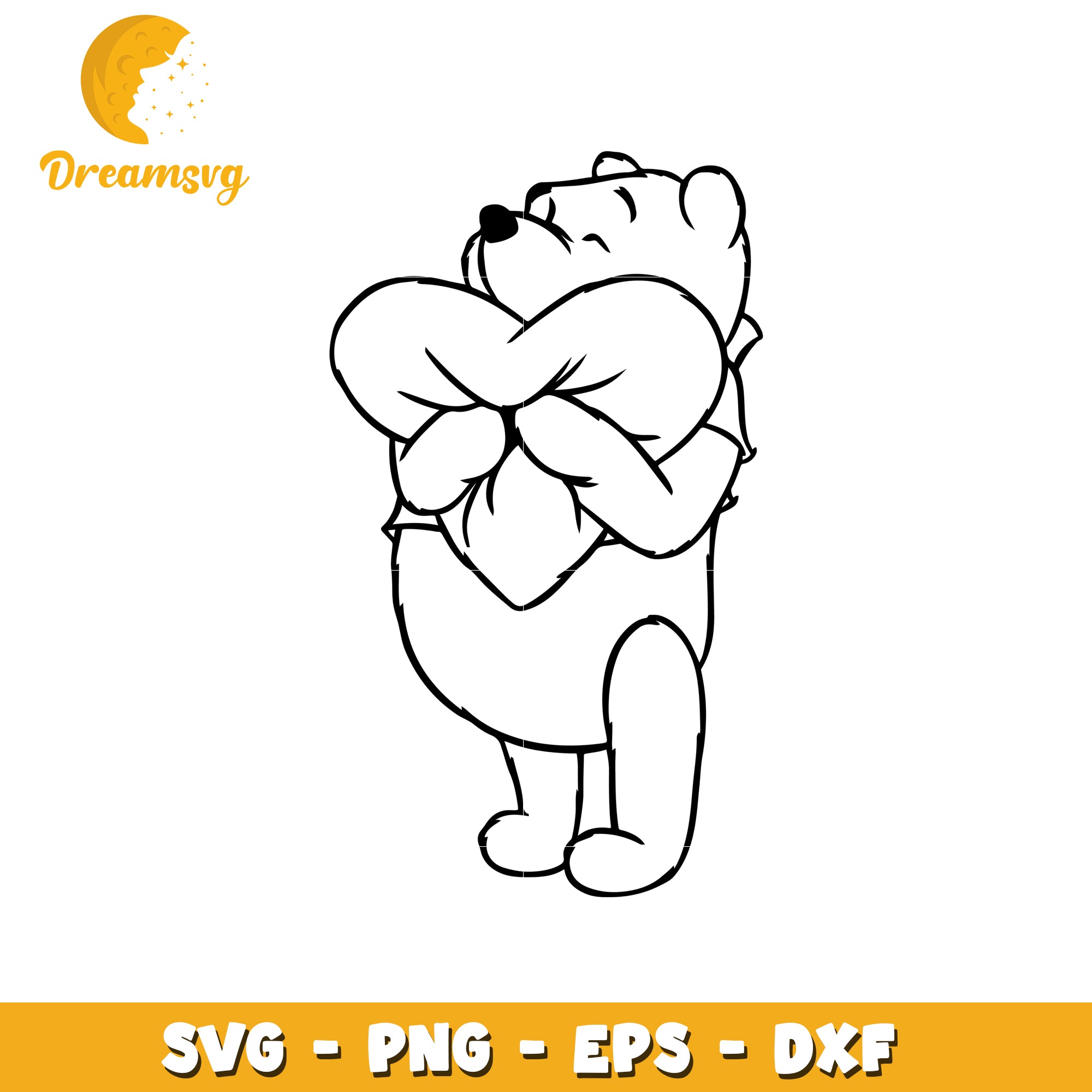 Cute Bear Holding Pillow SVG Cut File for Crafting Projects
