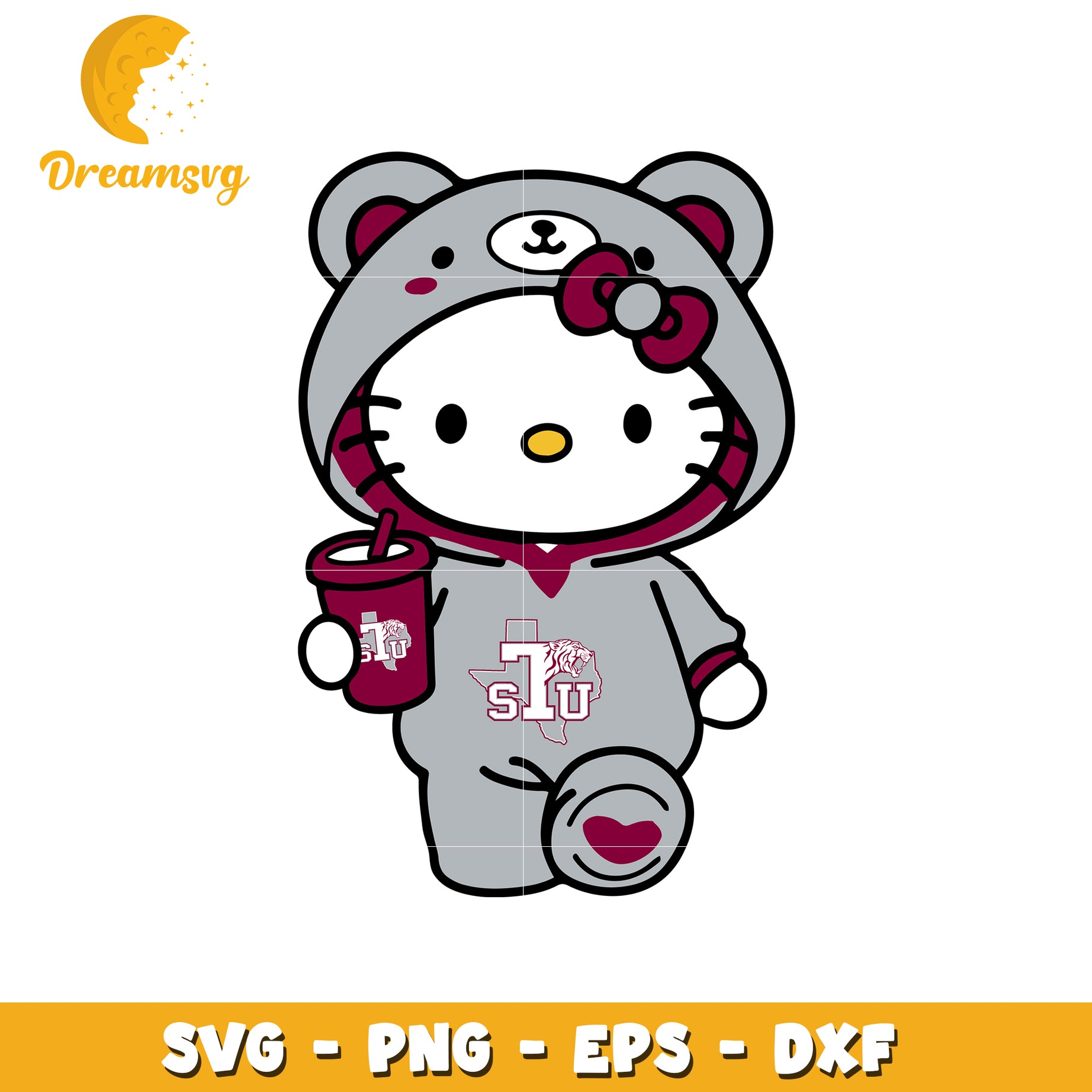 Cute Bear Hoodie Hello Kitty SVG Design Download