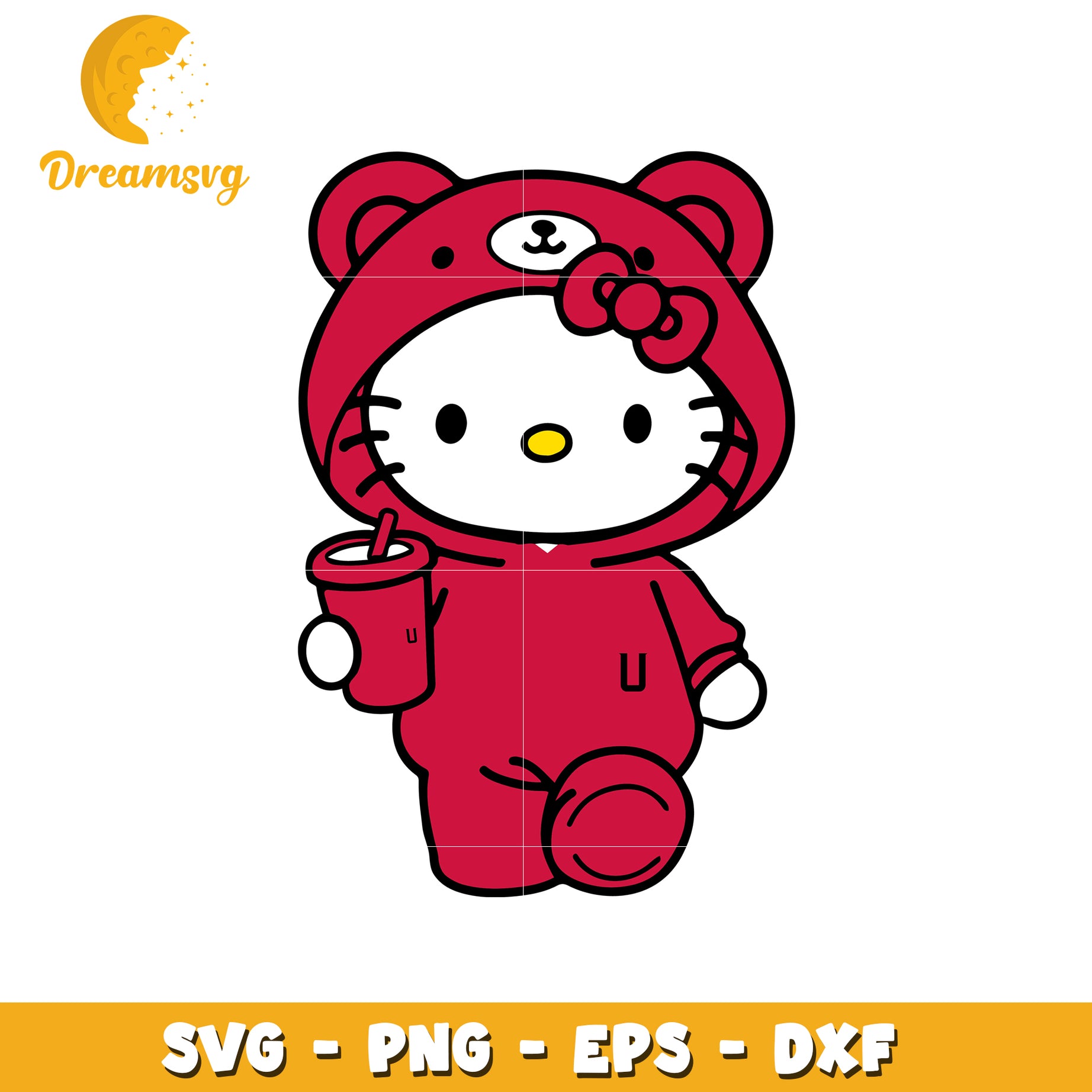 Cute Bear Hoodie Hello Kitty SVG Design File