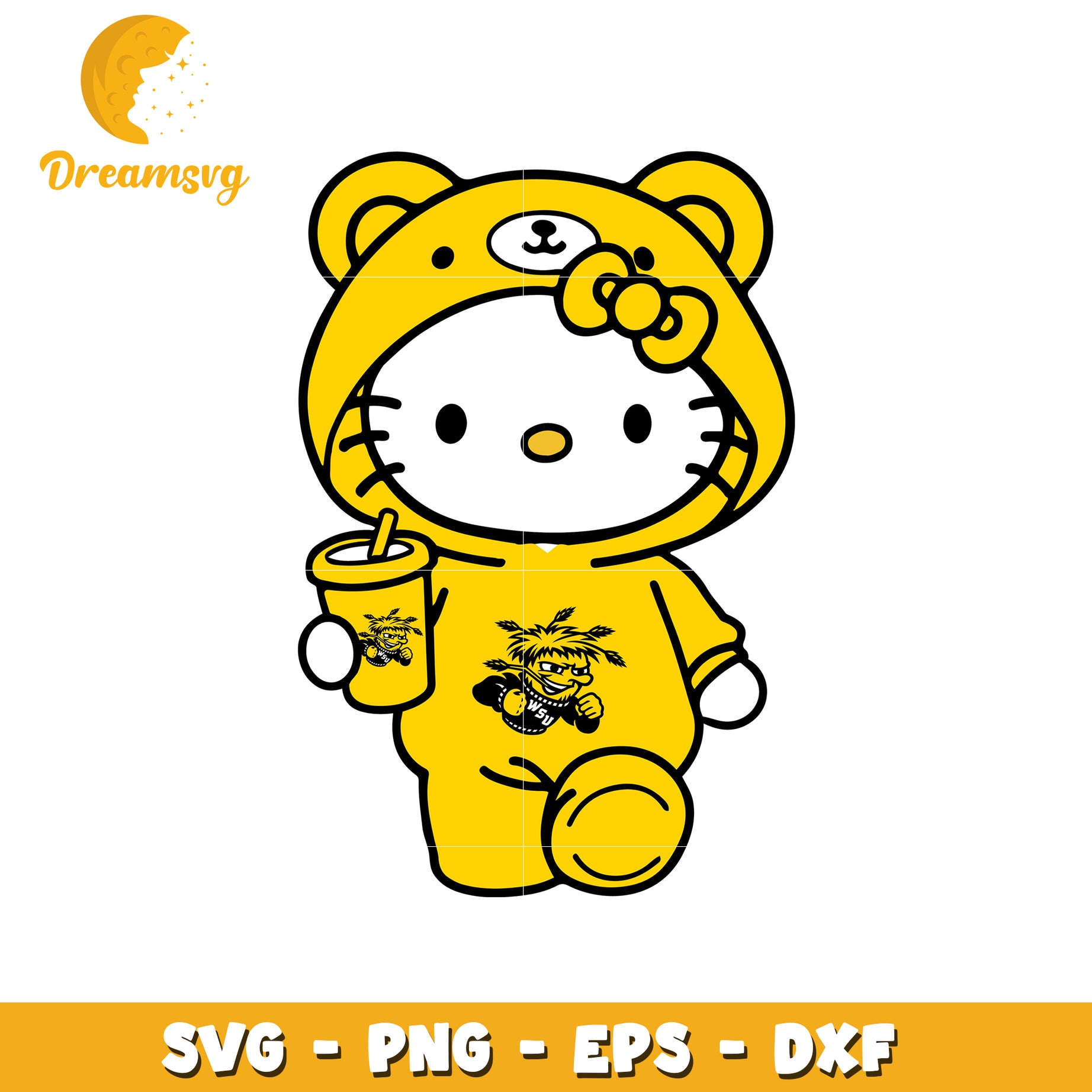 Cute Bear Hoodie Hello Kitty SVG Design for Crafts