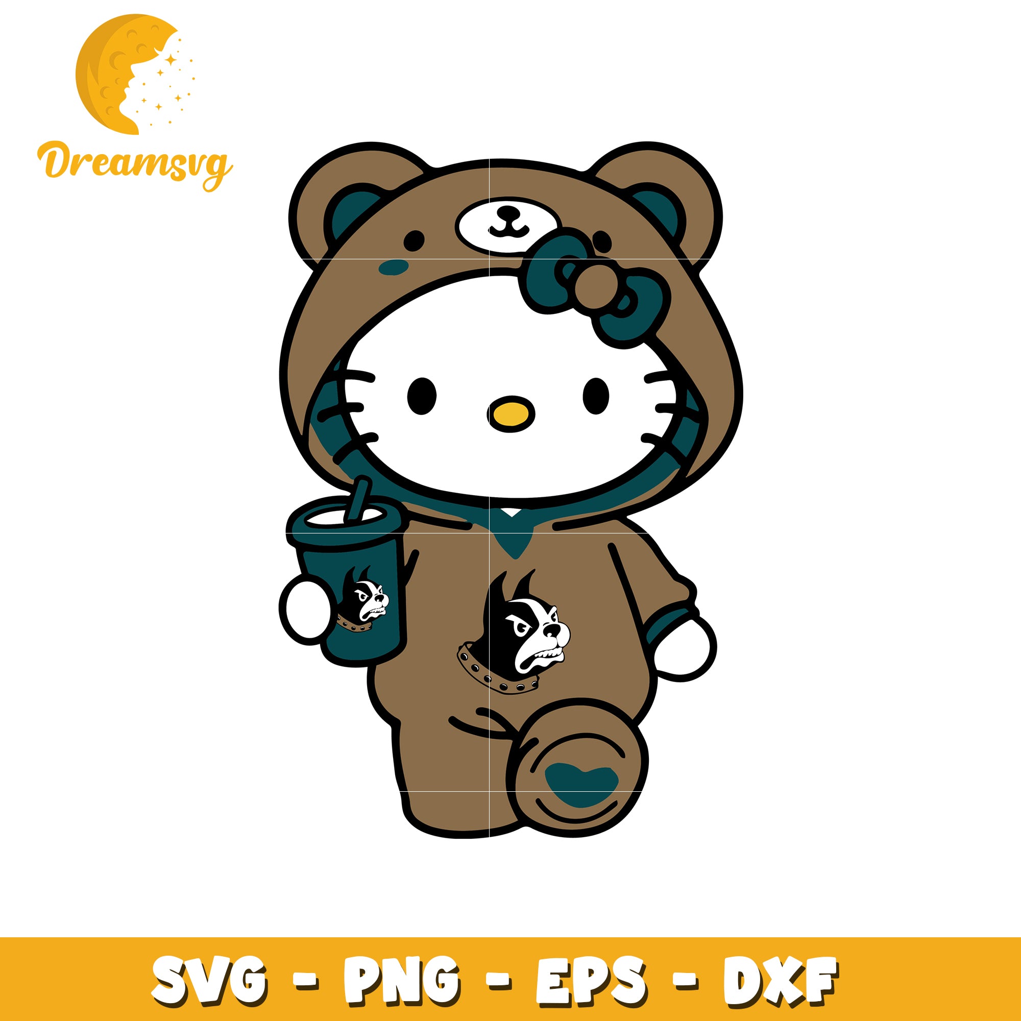 Cute Bear Hoodie Hello Kitty SVG Design for Crafts