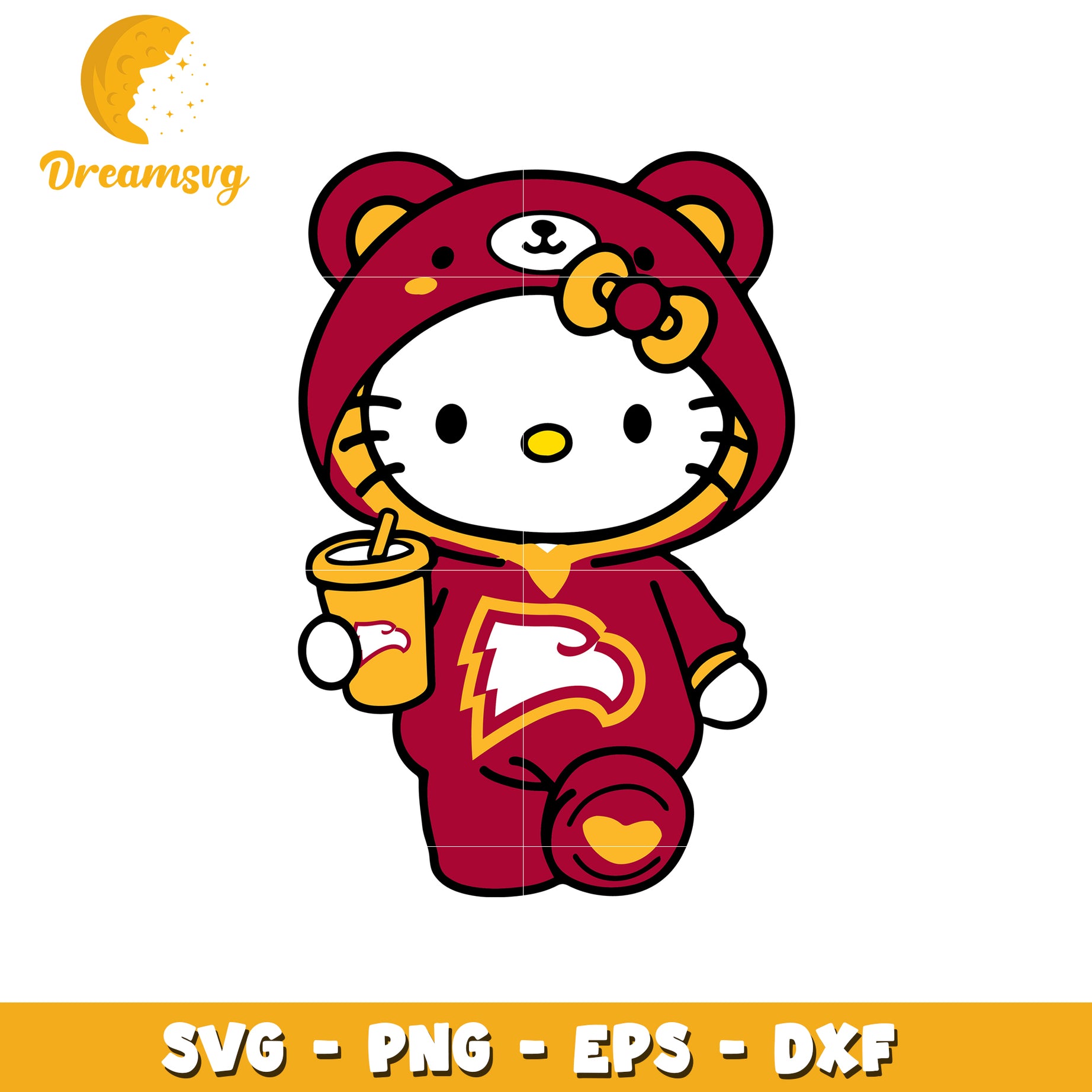 Cute Bear Hoodie Hello Kitty SVG Design for Fans