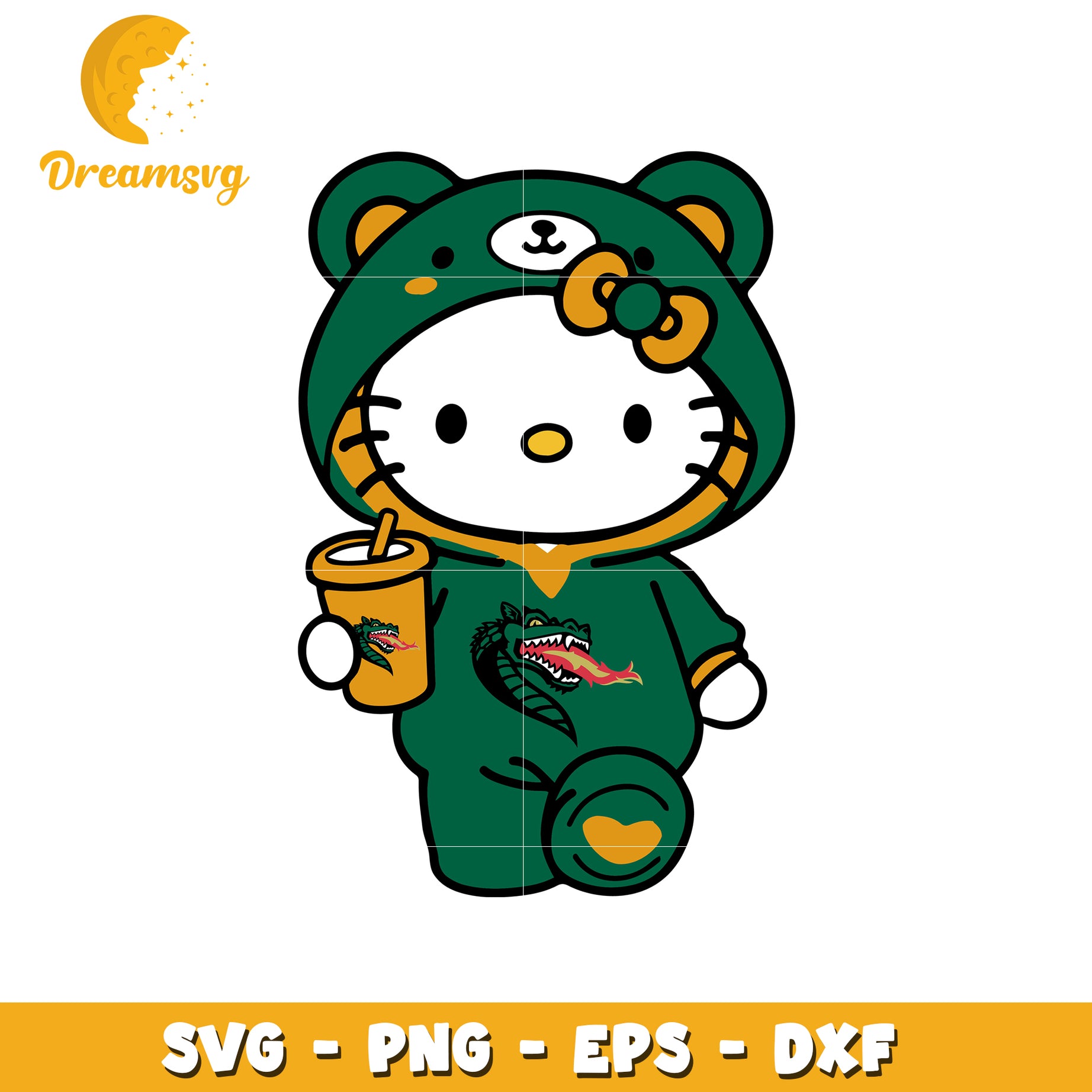 Cute Bear Hoodie Hello Kitty SVG Design for Kids