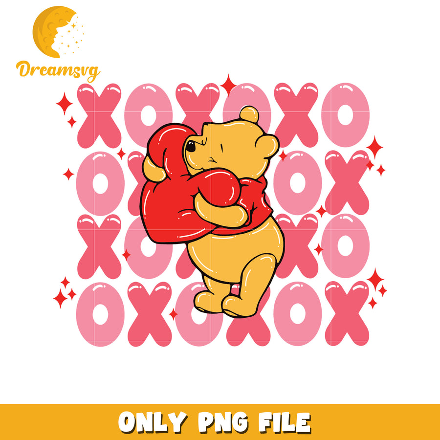 Cute Bear Hugging Heart PNG for Valentine Decor Design