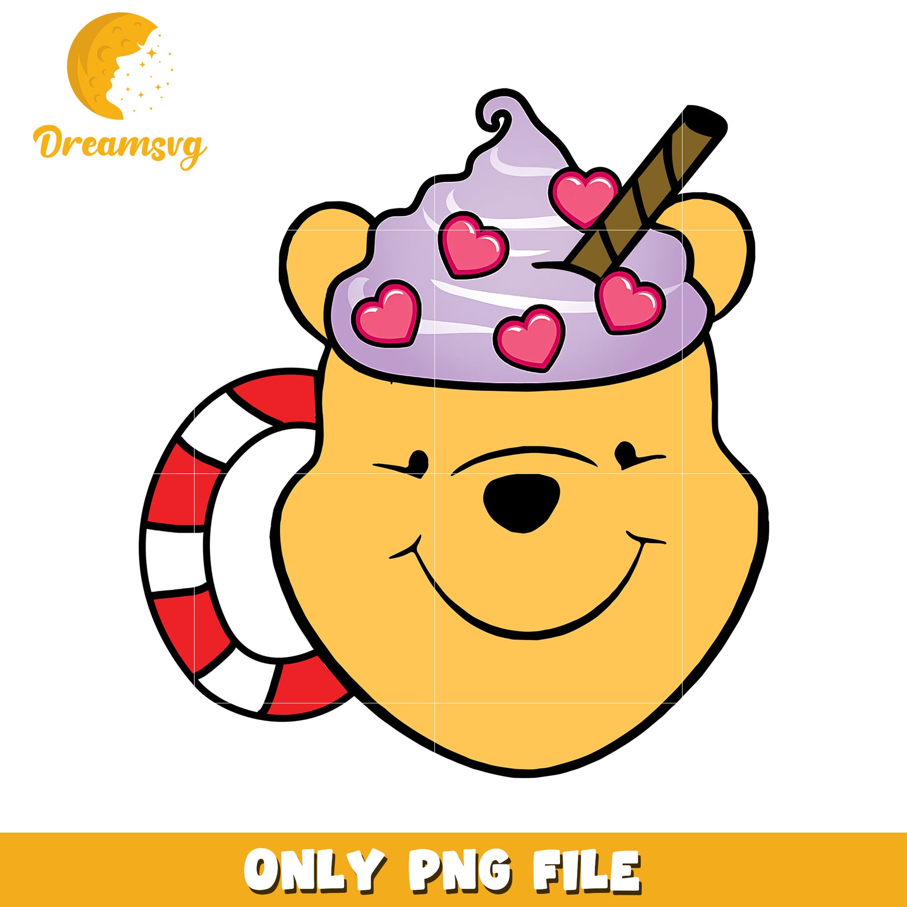 Cute Bear with Ice Cream PNG File for Crafts and Designs