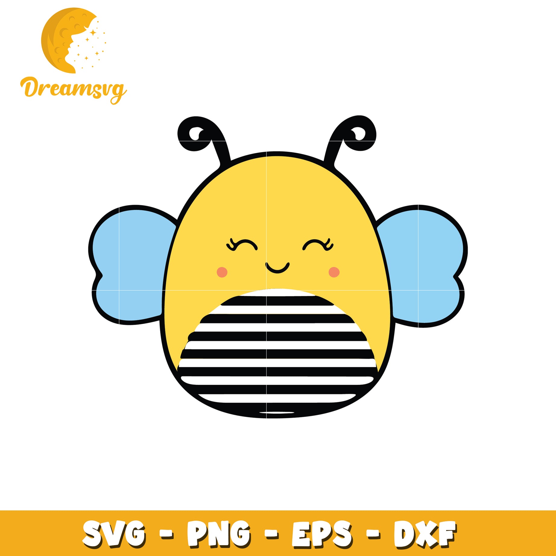 Cute Bee SVG Cut File PNG EPS DXF
