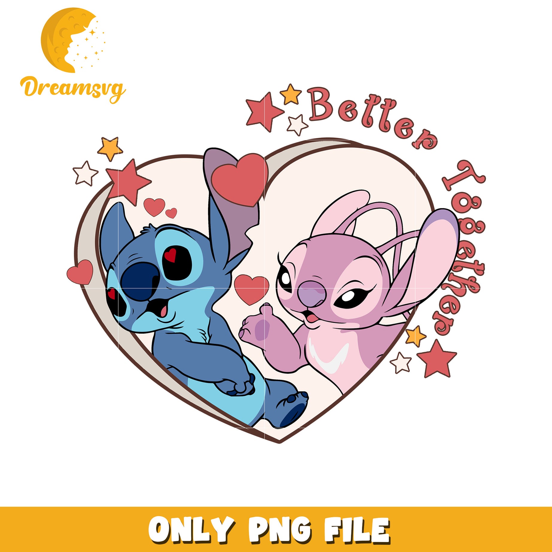 Cute Better Together PNG File with Loving Characters Design