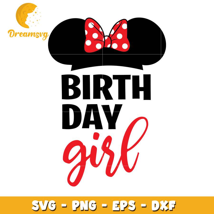 Cute Birthday Girl SVG Design with Mickey Mouse Theme Graphics