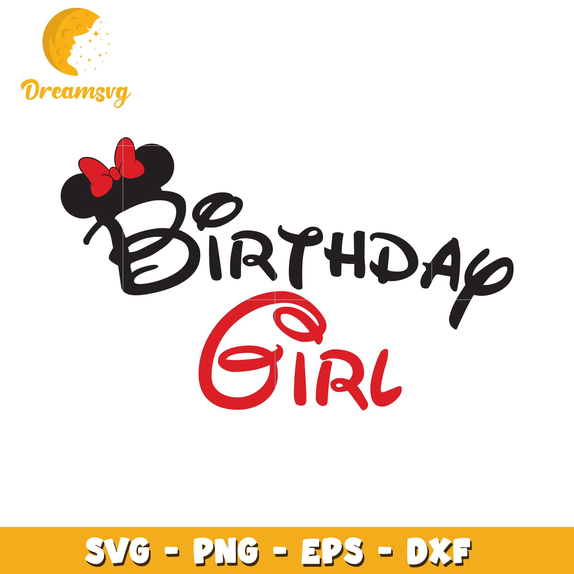 Cute Birthday Girl SVG Design with Minnie Mouse Bow for Crafts