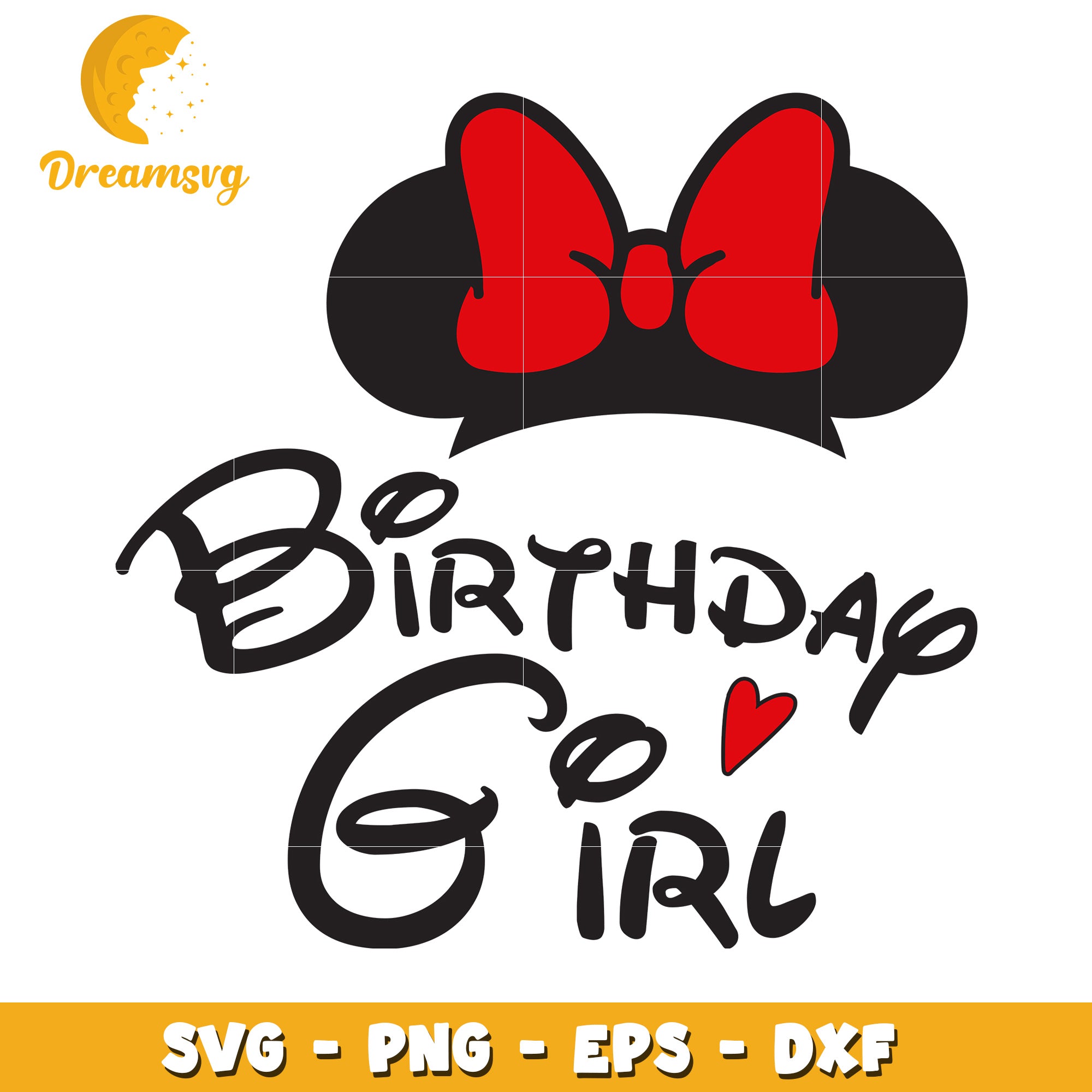 Cute Birthday Girl SVG Design with Minnie Mouse Bow for Parties