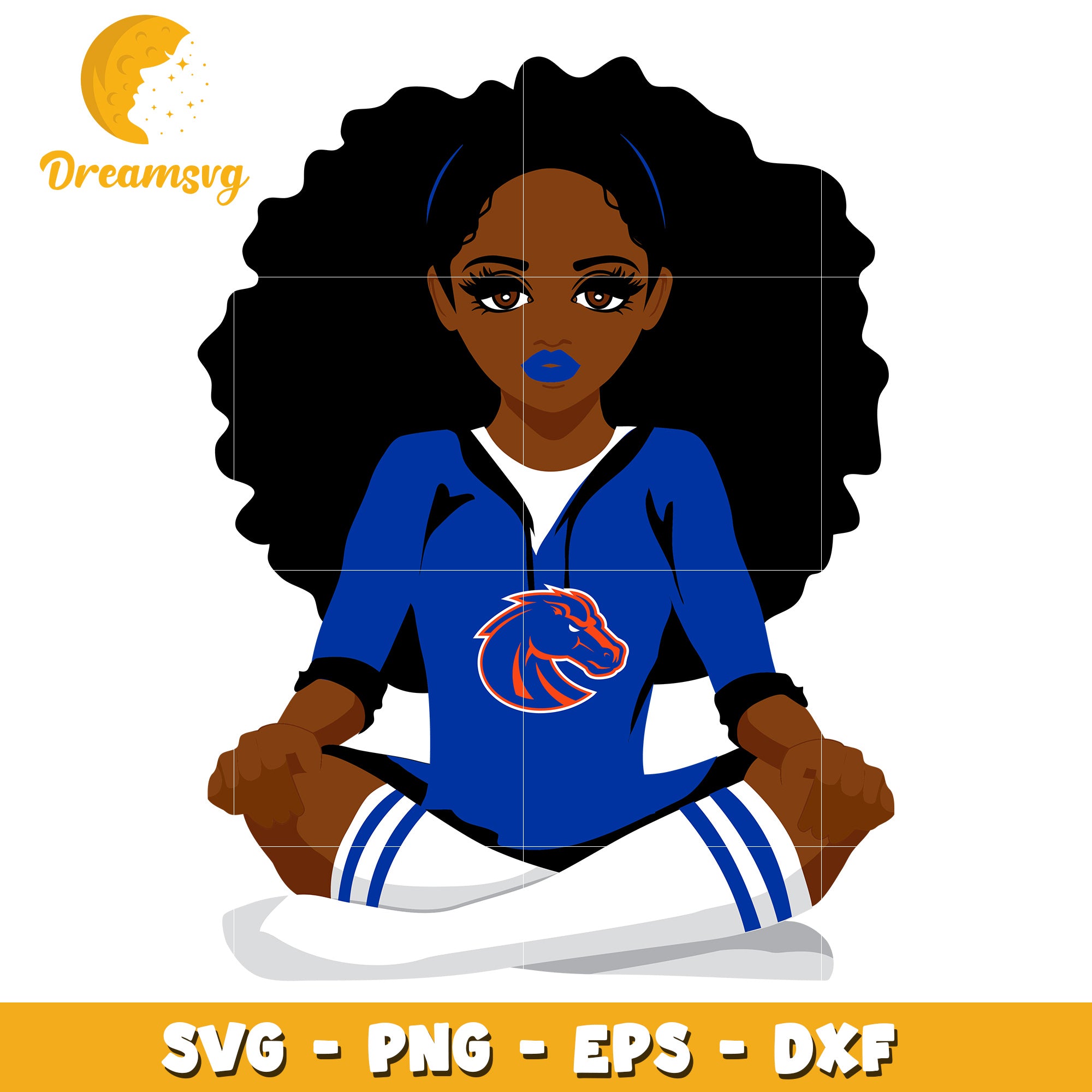 Cute Black Girl Graphic in Blue Sports Jersey SVG File Design