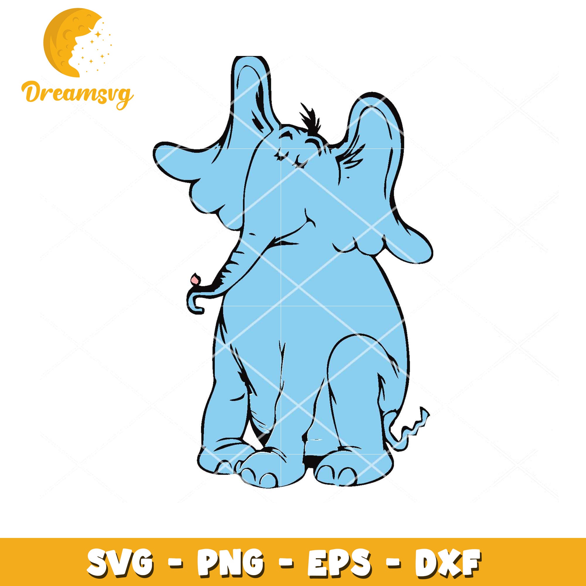 Cute Blue Elephant SVG Cut File
