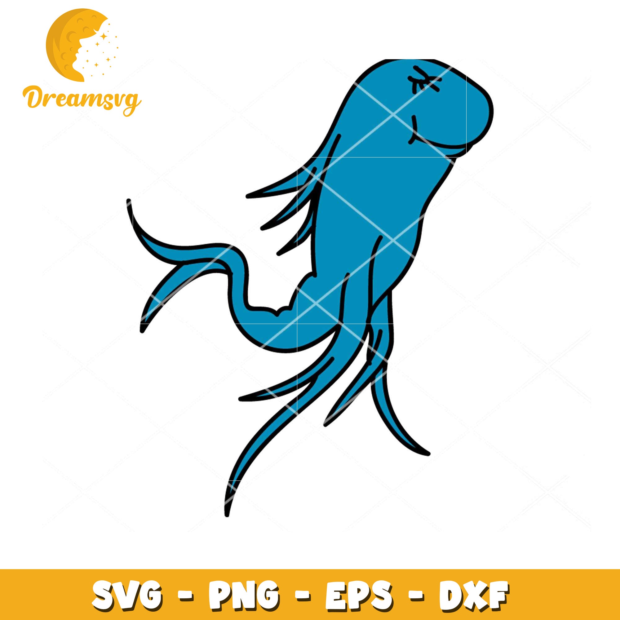 Cute Blue Fish SVG Instant Download