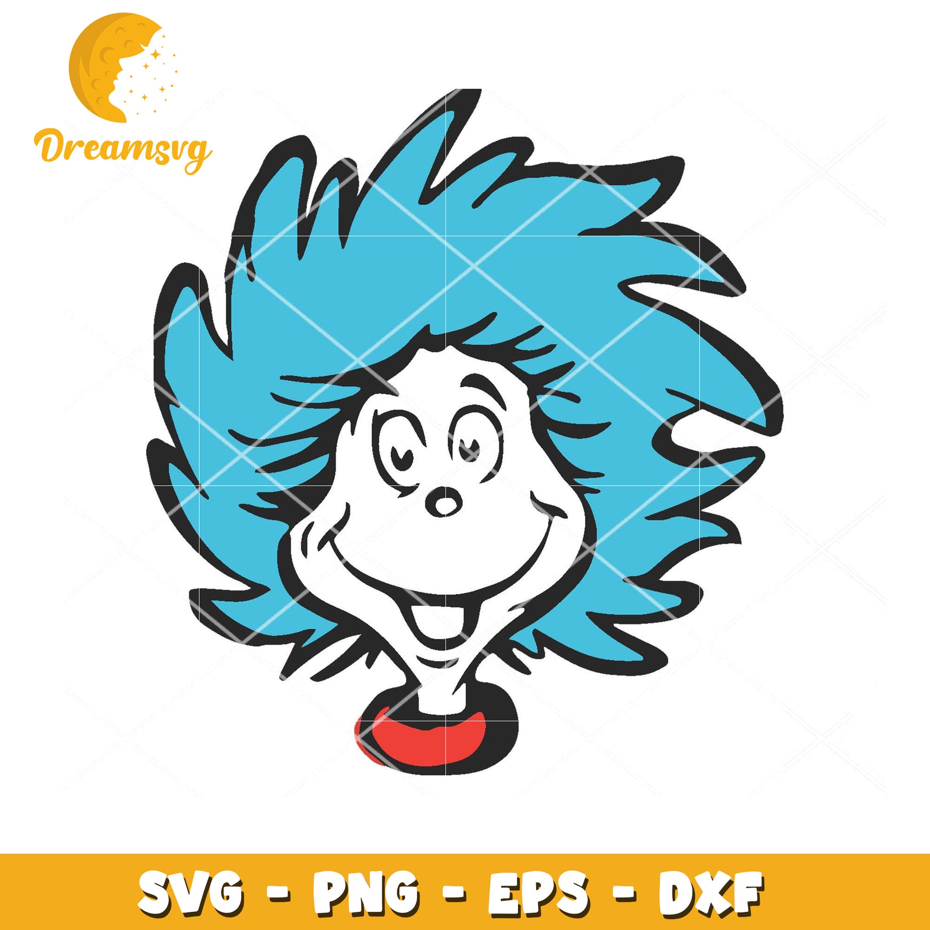 Cute Blue Haired Cartoon Character SVG Instant Download File