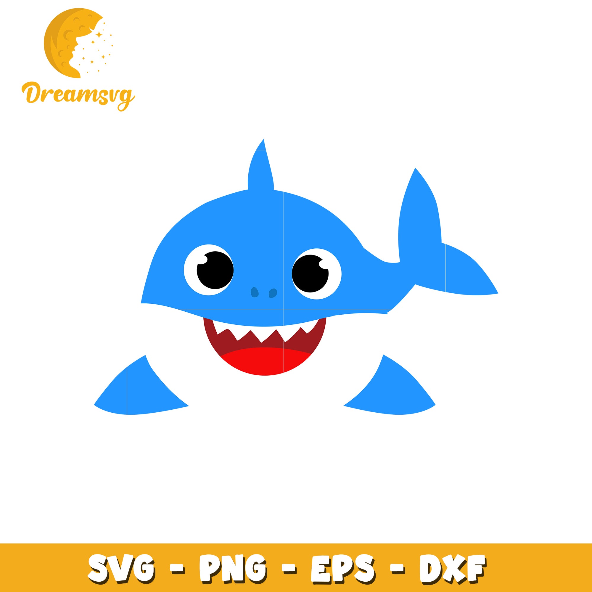 Cute Blue Shark SVG Graphic for Kids Crafts and Design Files