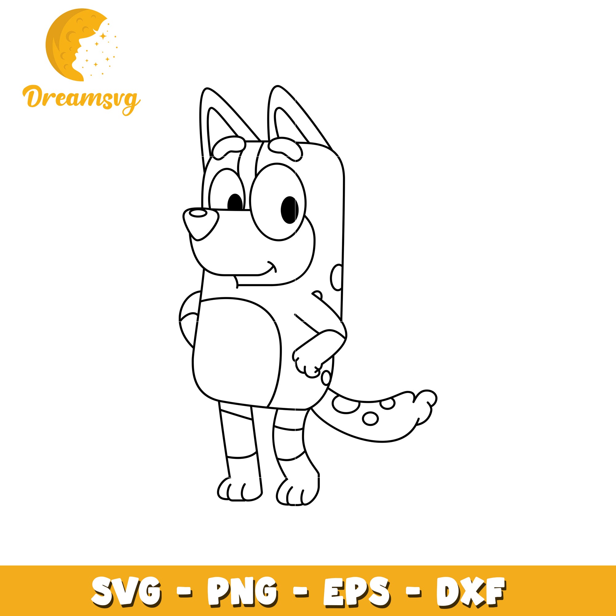 Cute Bluey Character SVG Coloring Page for Kids Fun Activities