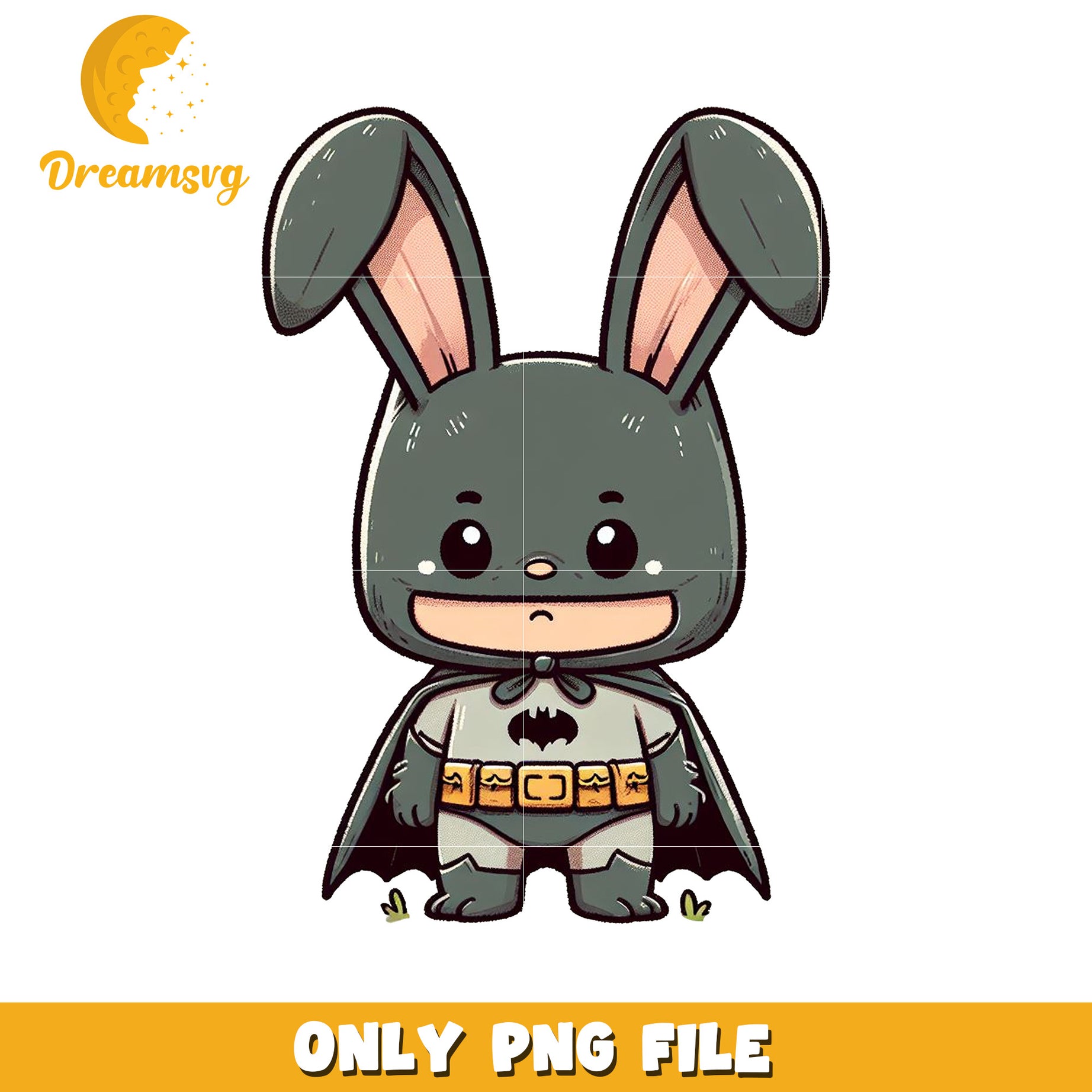 Cute Bunny Batman Character PNG File for Crafts and Design