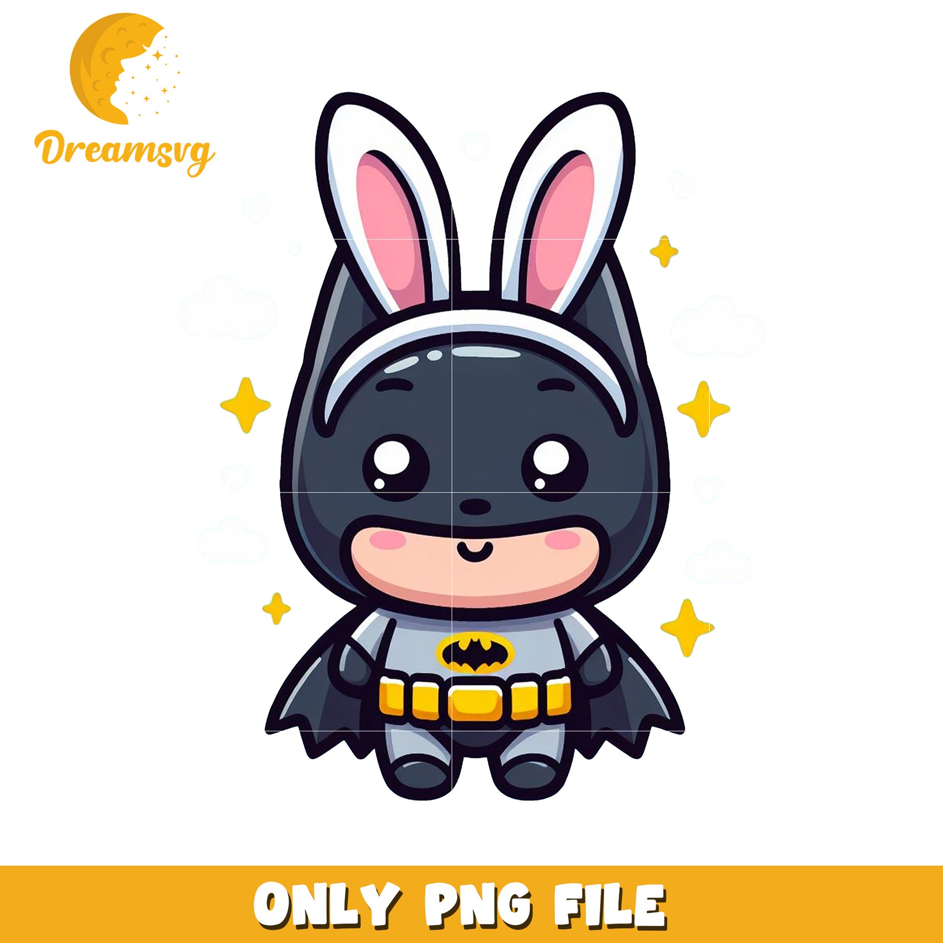 Cute Bunny Batman PNG File for Kids Crafts and Projects