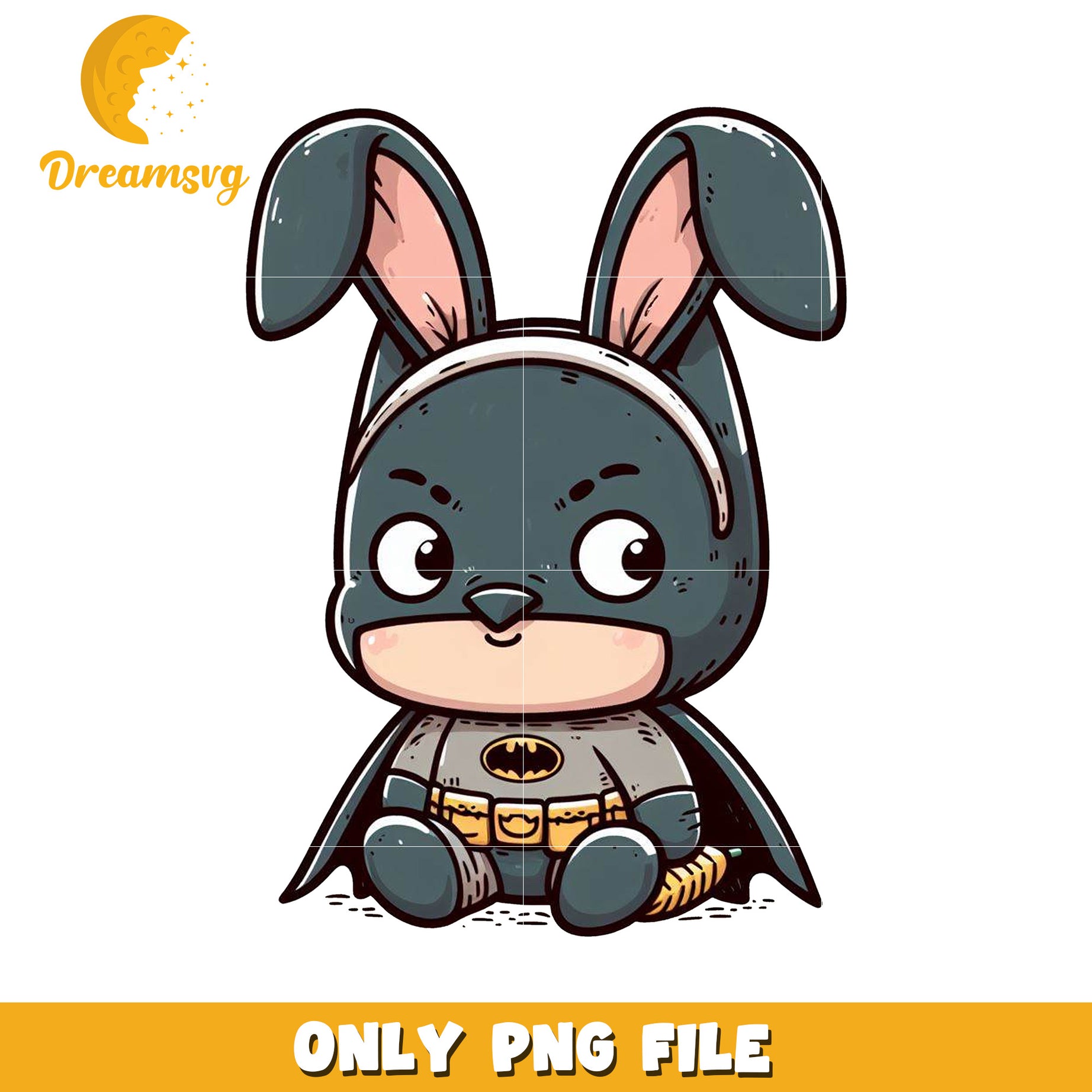 Cute Bunny Batman PNG Graphic