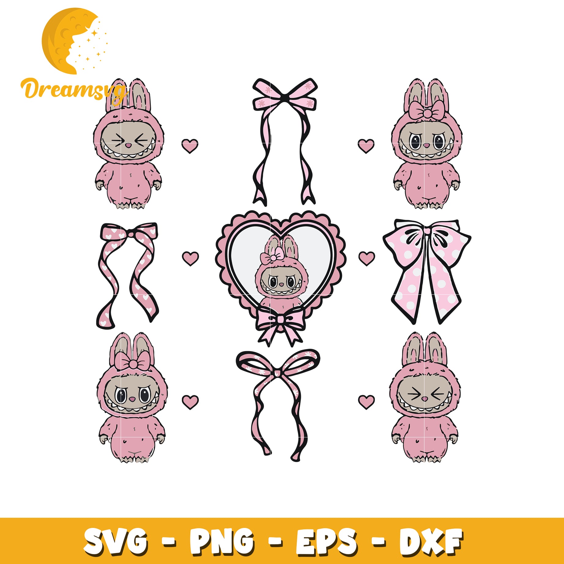 Cute Bunny Bow SVG PNG EPS DXF Files