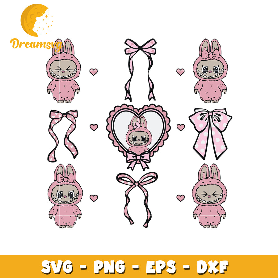 Cute Bunny Bow SVG PNG EPS DXF Files