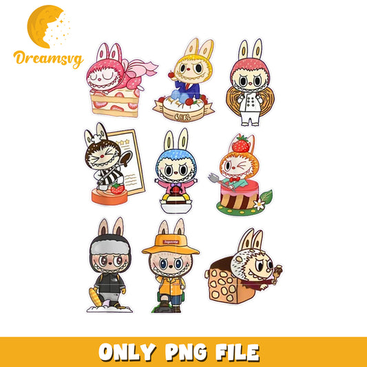 Cute Bunny Cake PNG Stickers, Dessert Clipart