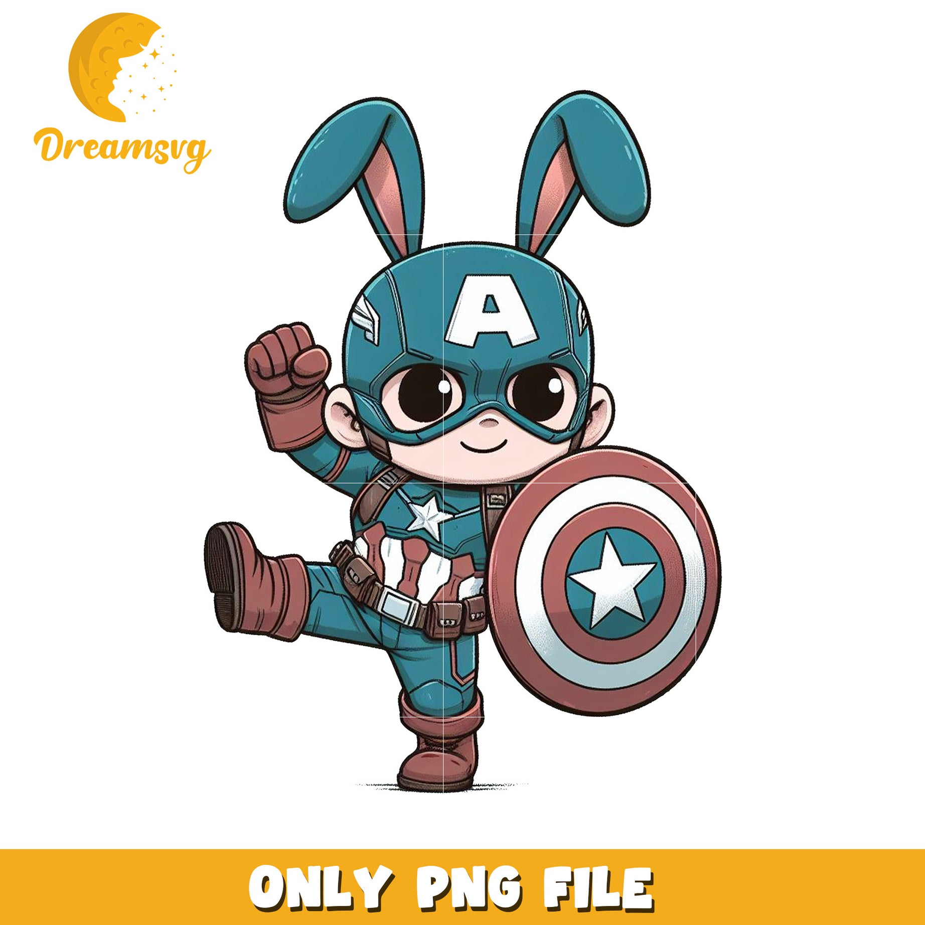 Cute Bunny Captain America PNG File for Kids Artwork