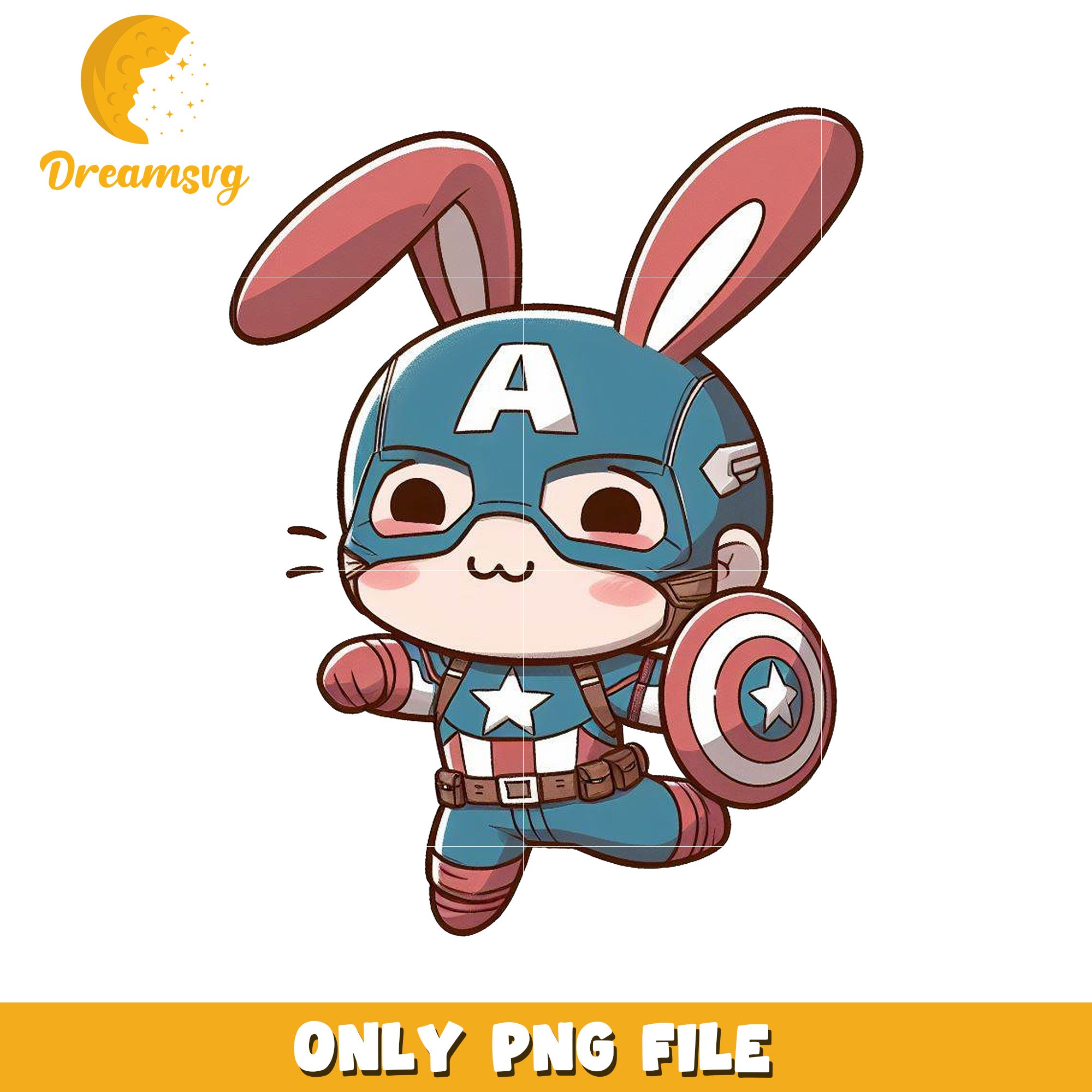 Cute Bunny Captain America PNG File for Kids Decor