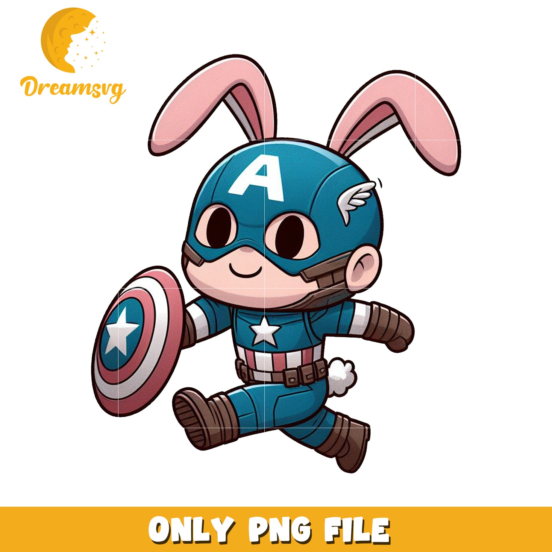 Cute Bunny Captain America PNG for Kids Art Projects