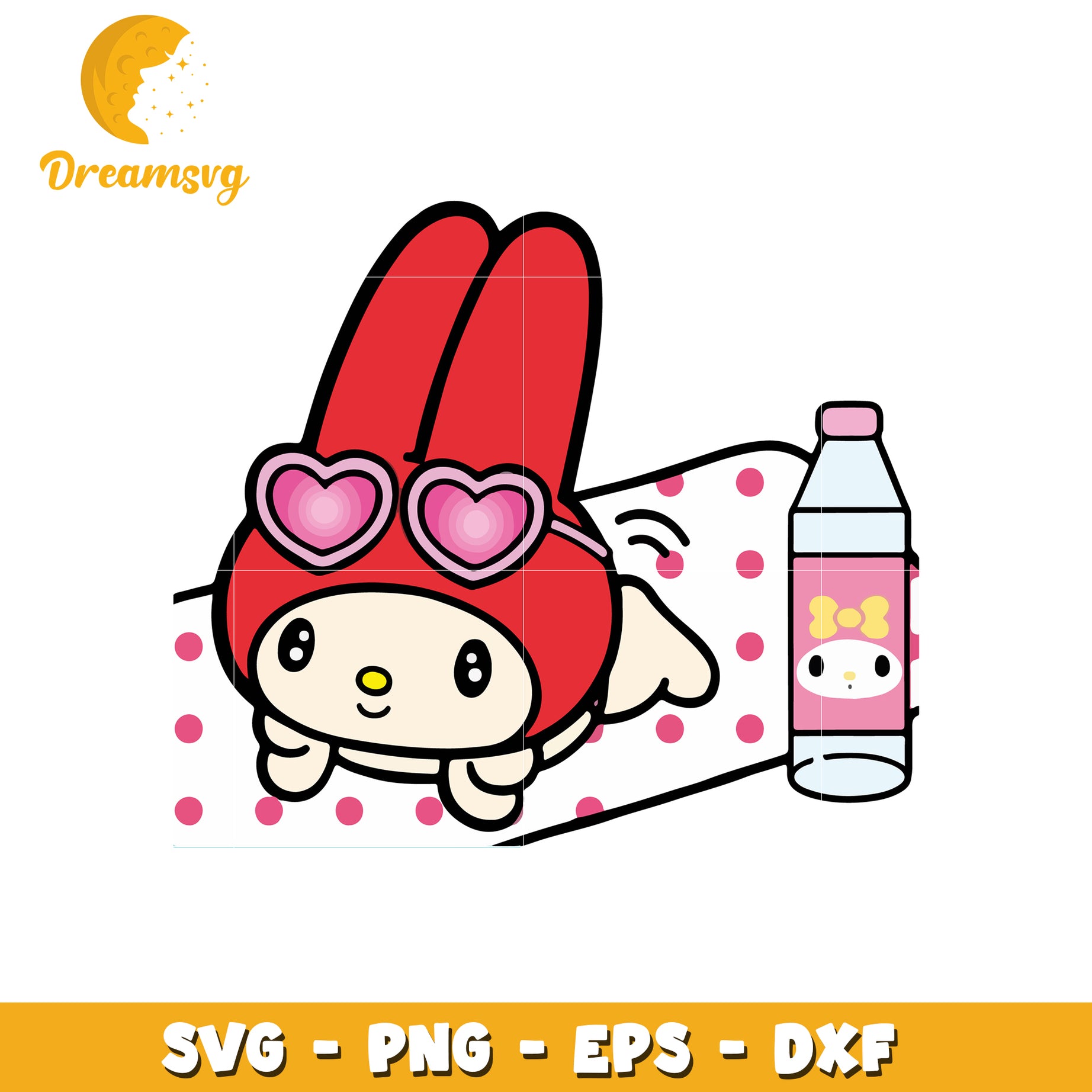 Cute Bunny Character SVG File with Heart Glasses and Bottle