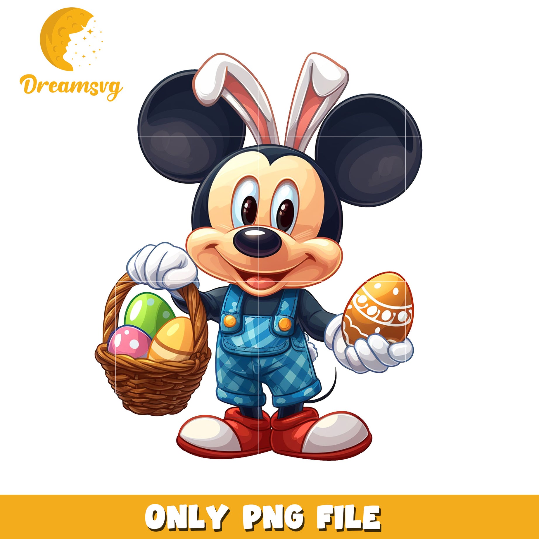 Cute Bunny Character with Easter Eggs PNG File Download