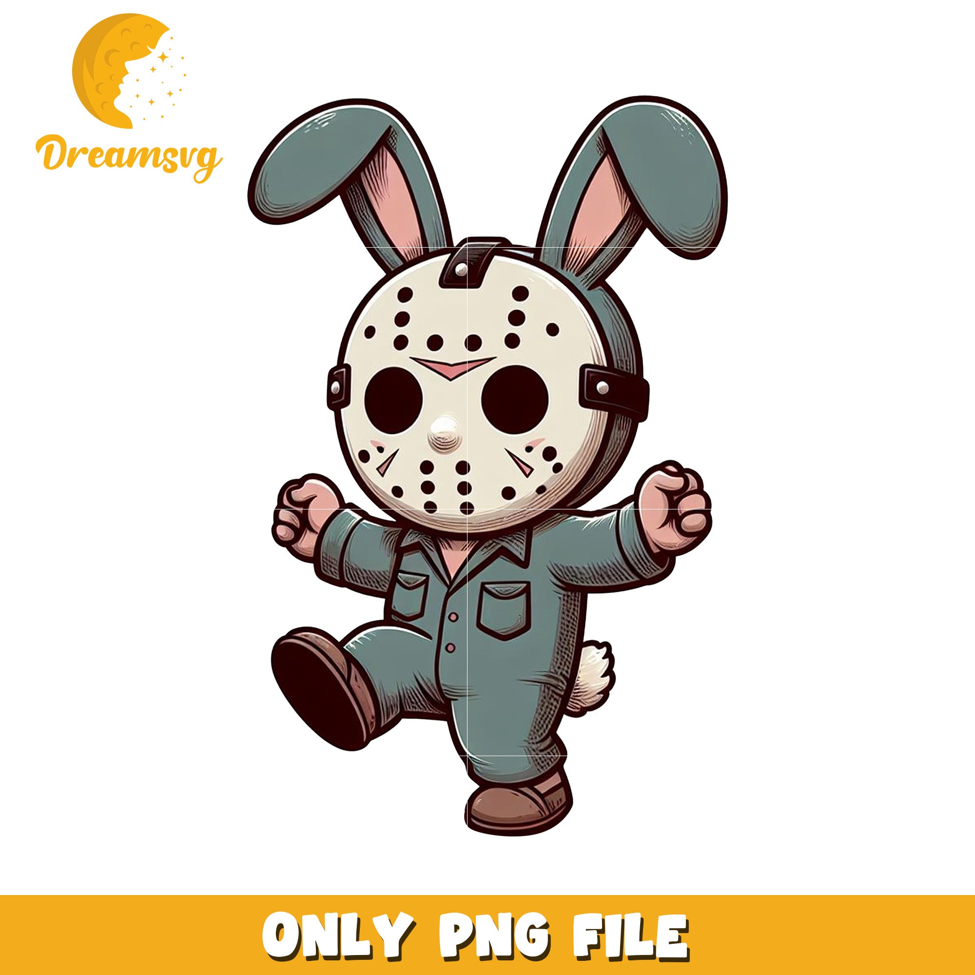 Cute Bunny Character with Mask PNG Cartoon Design File