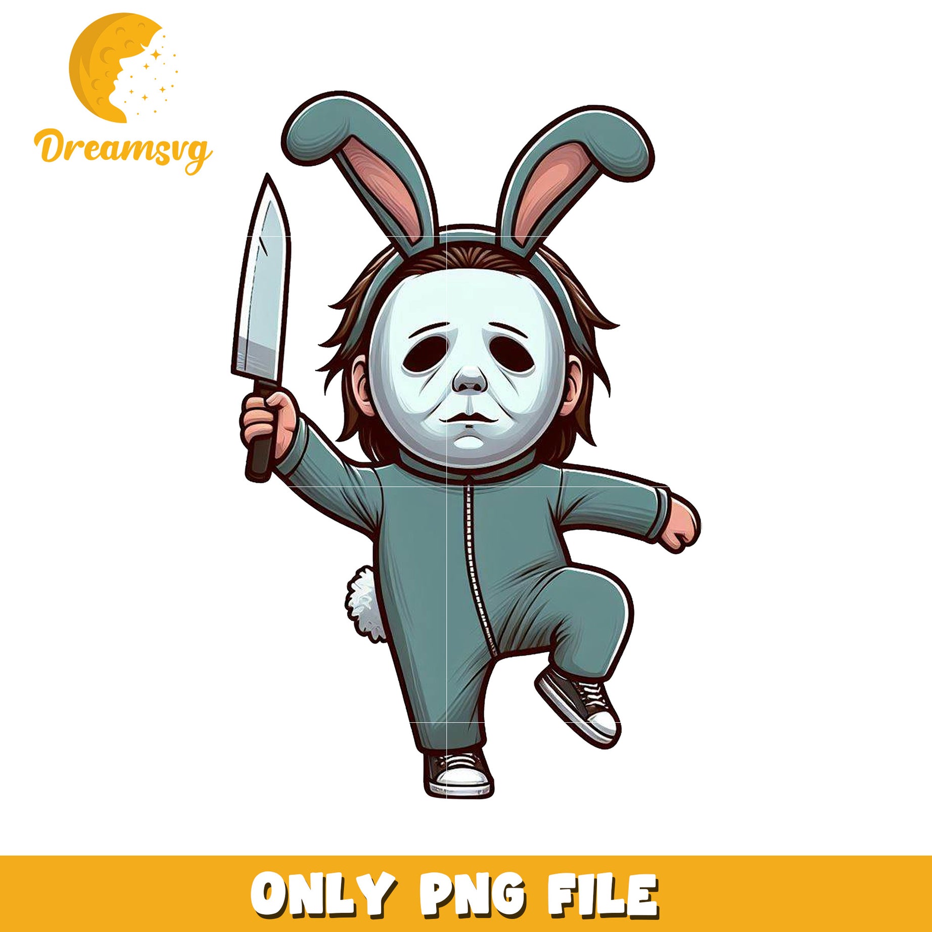 Cute Bunny Costume PNG File with Knife Character Design