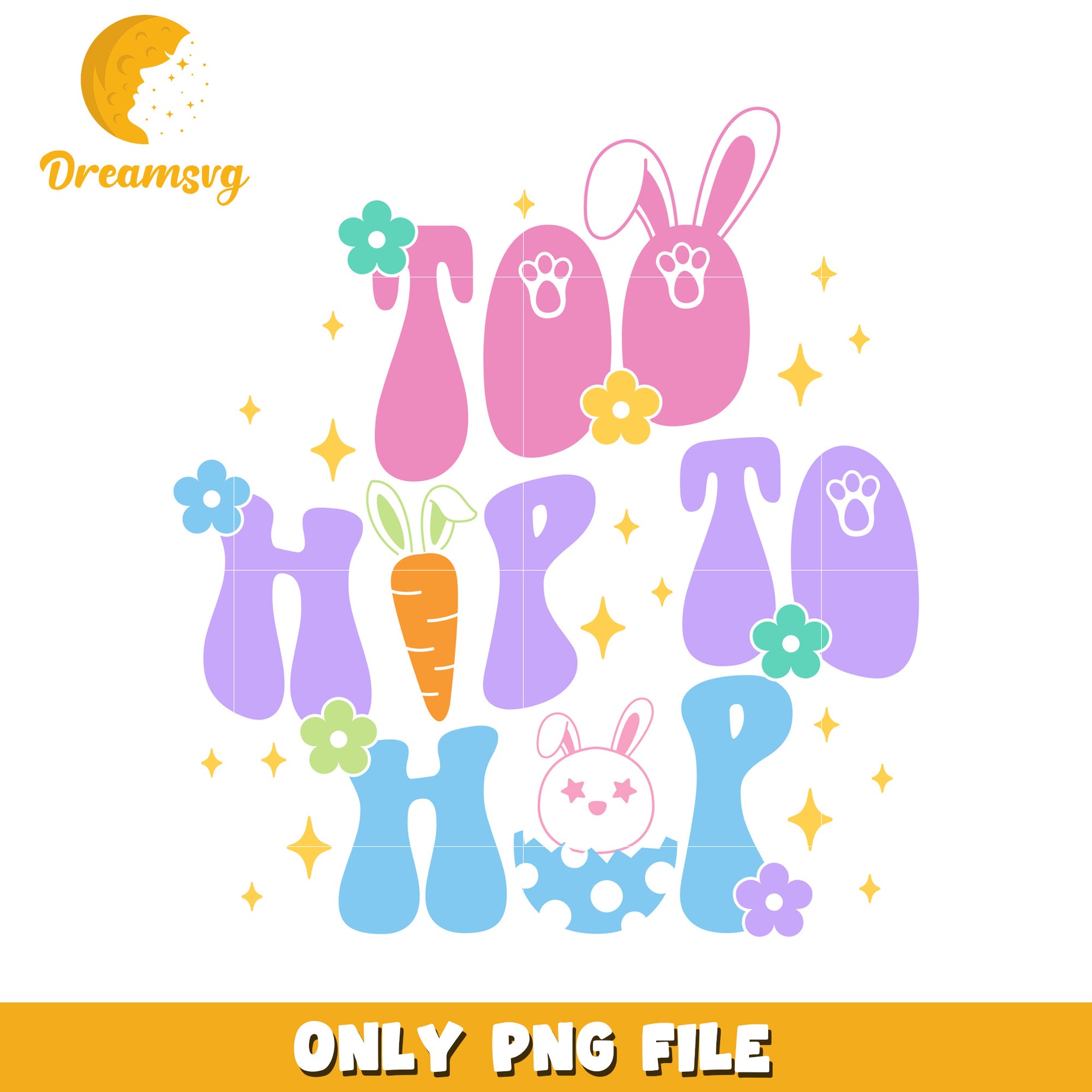 Cute Bunny Design Too Hip to Hop PNG for Kids Decor