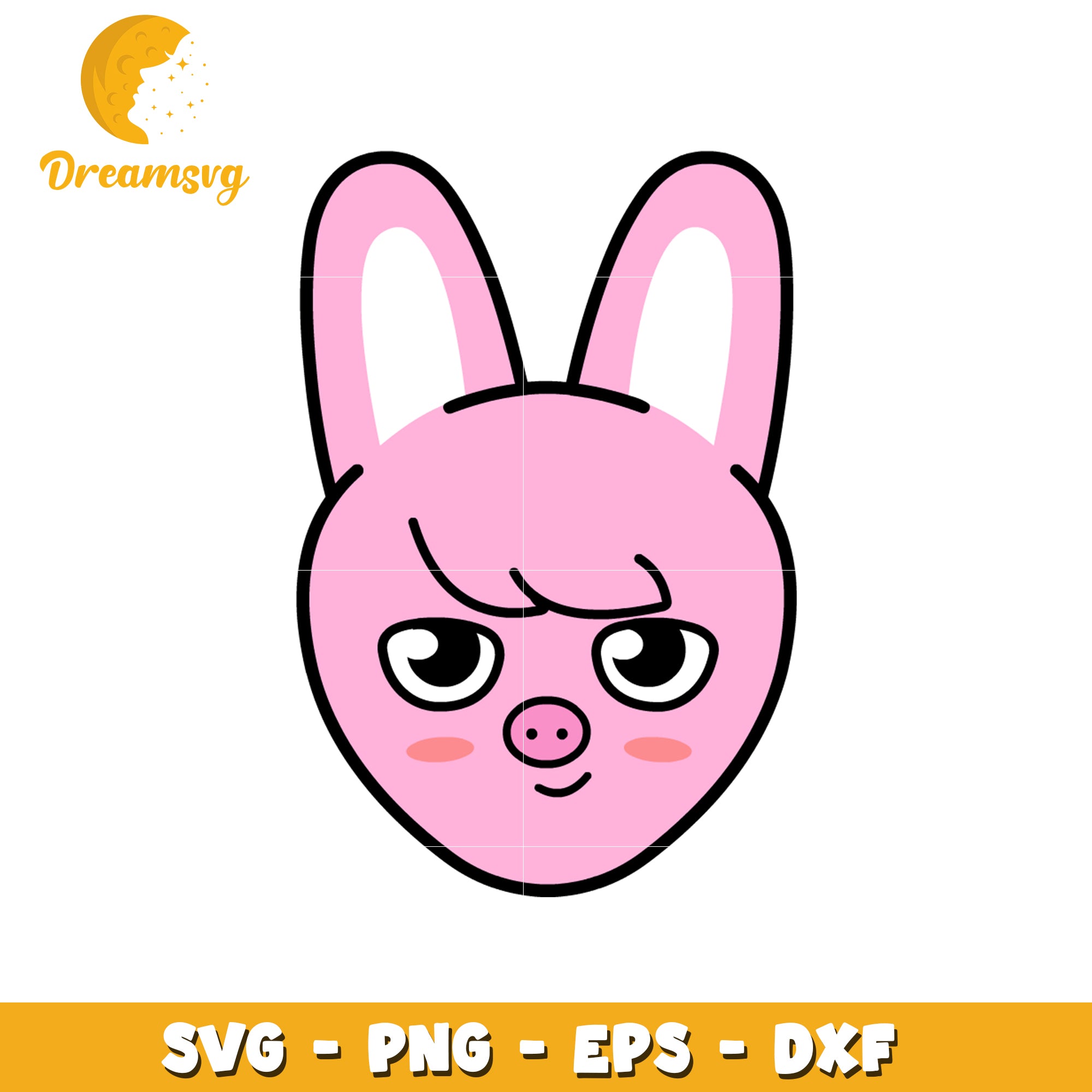 Cute Bunny Face SVG PNG EPS DXF