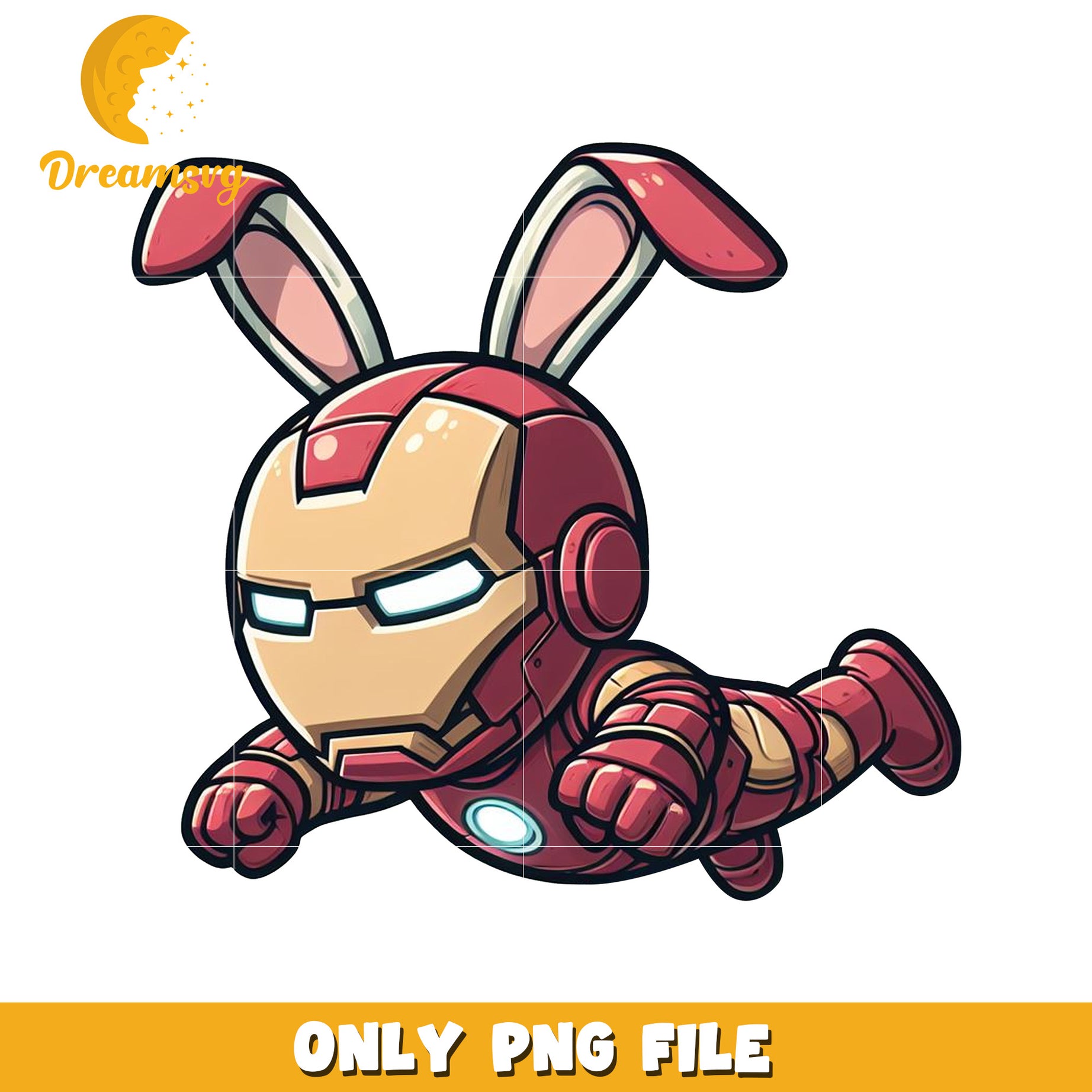 Cute Bunny Iron Character PNG File for Download and Use