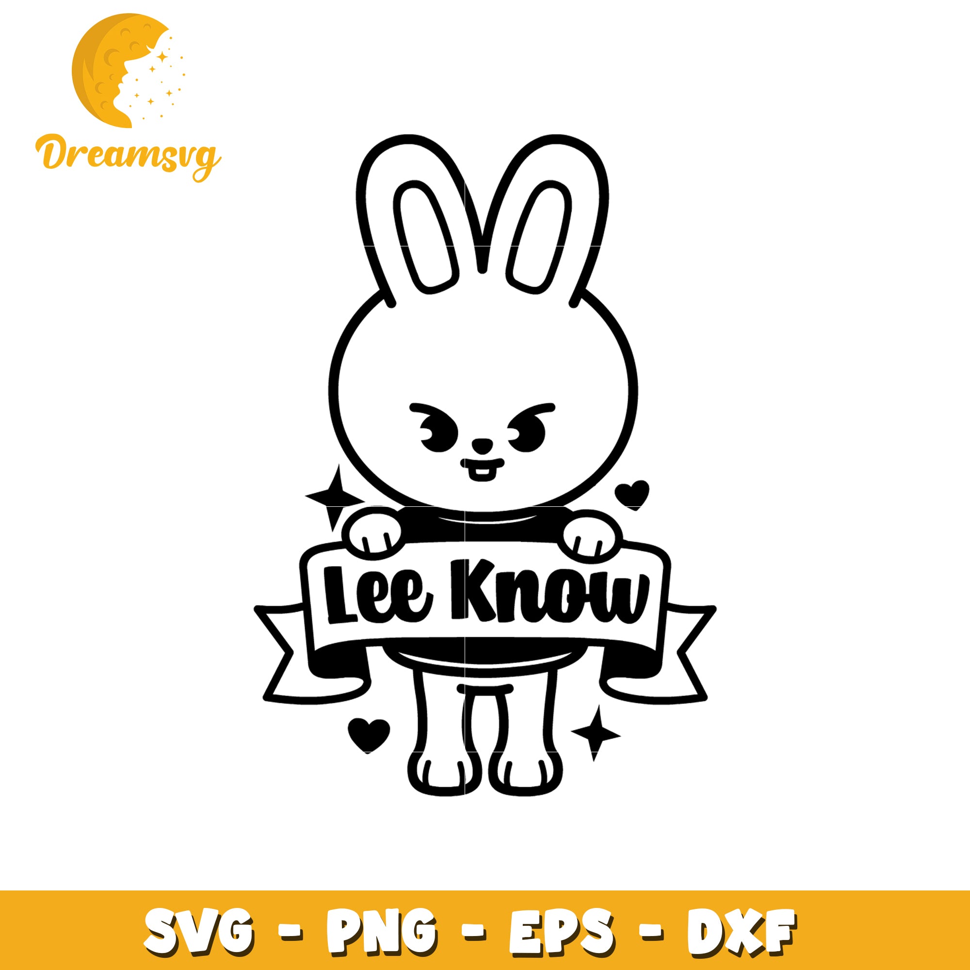 Cute Bunny Lee Know SVG Cut File