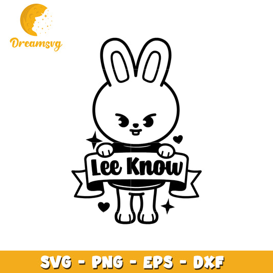 Cute Bunny Lee Know SVG Cut File