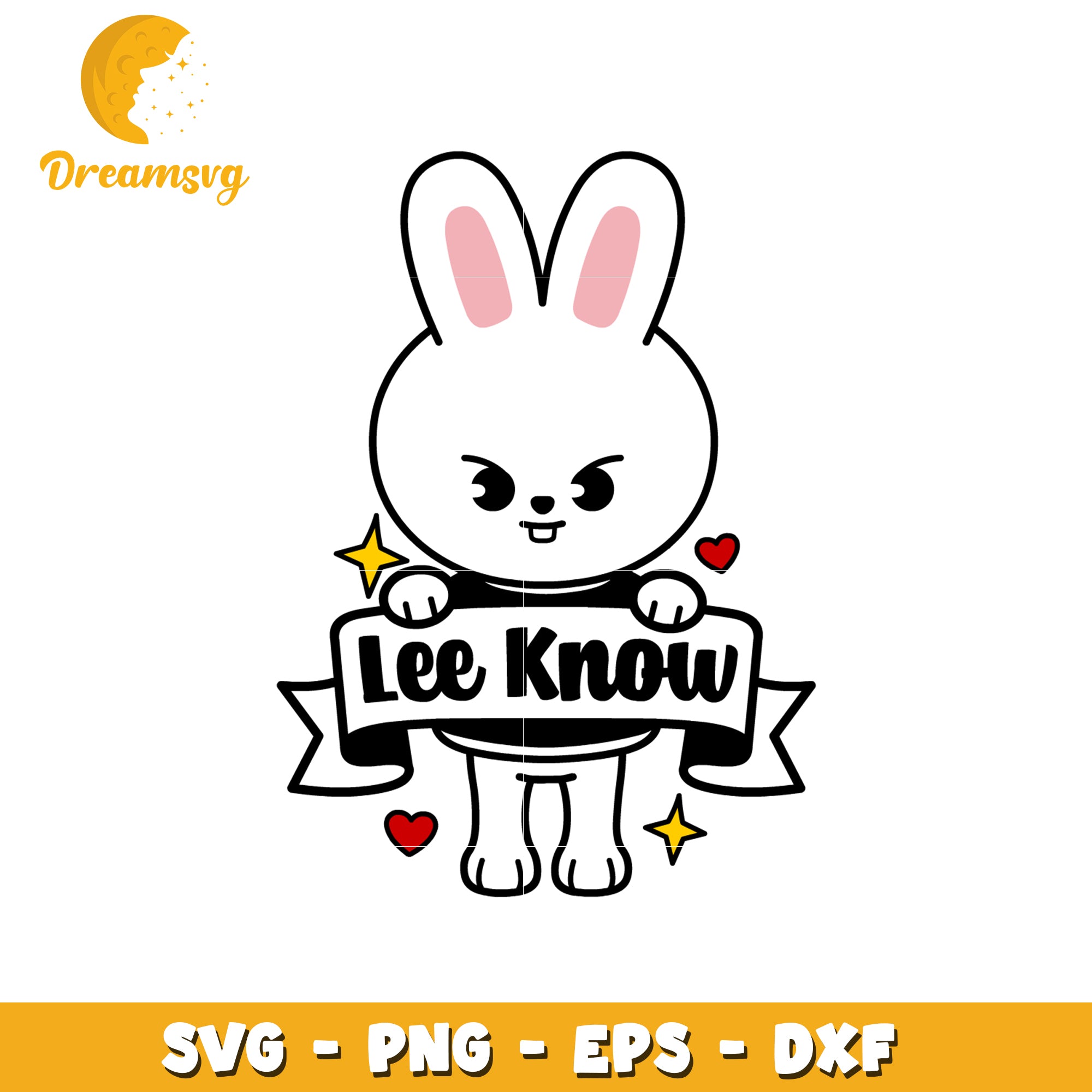 Cute Bunny Lee Know SVG PNG EPS DXF