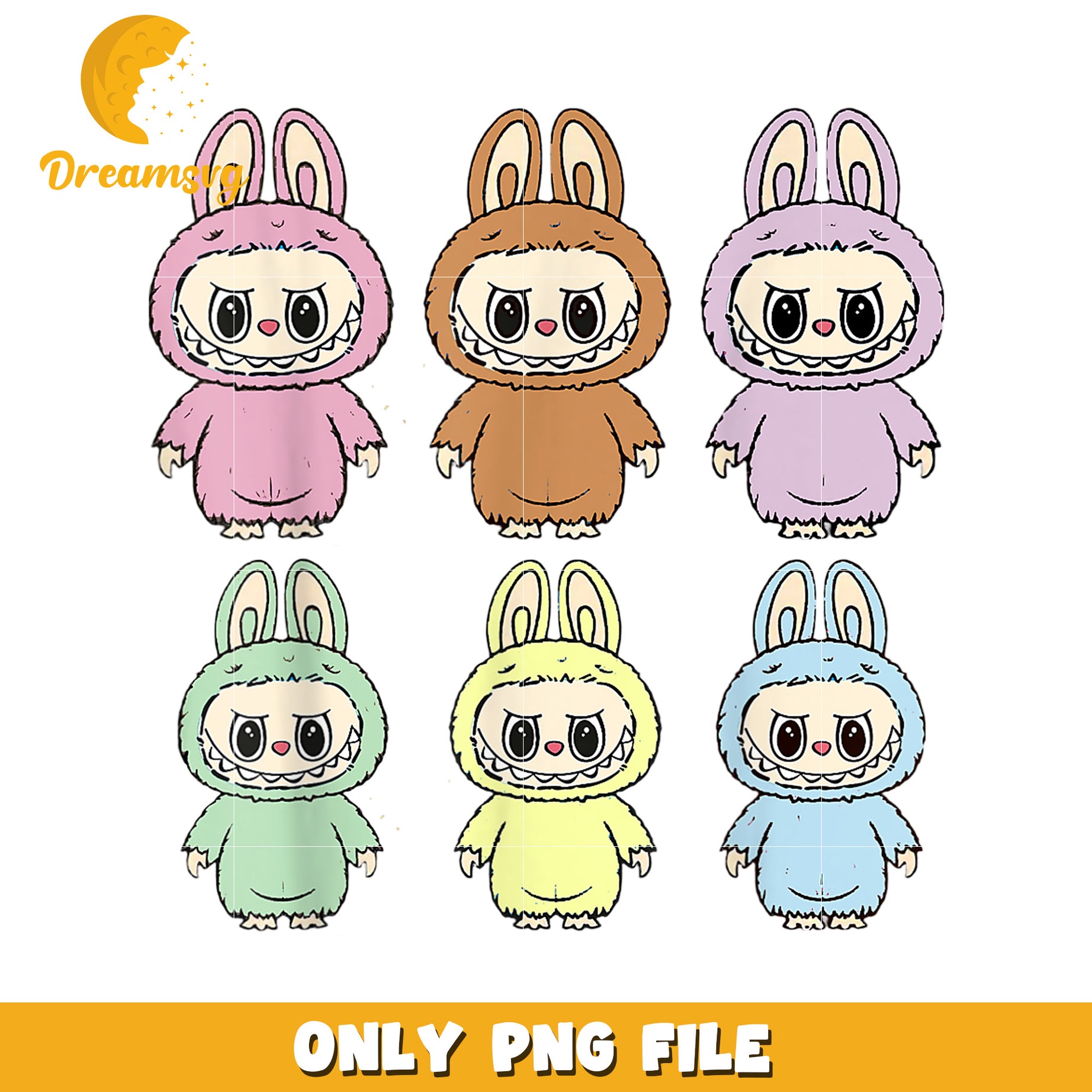 Cute Bunny Monster, PNG Sublimation Design, Instant Download