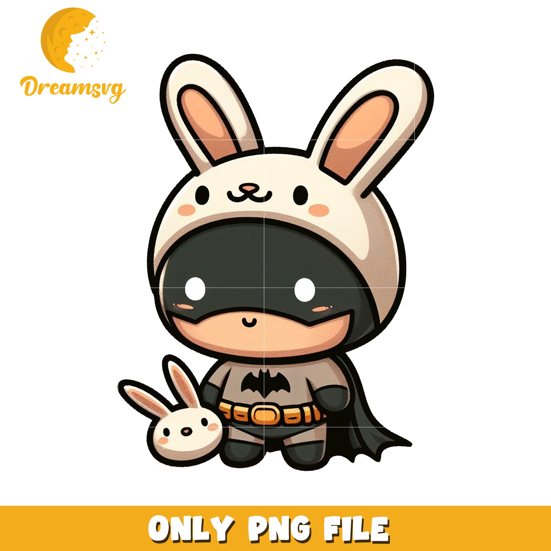 Cute Bunny Superhero PNG File for Kids Room Decor
