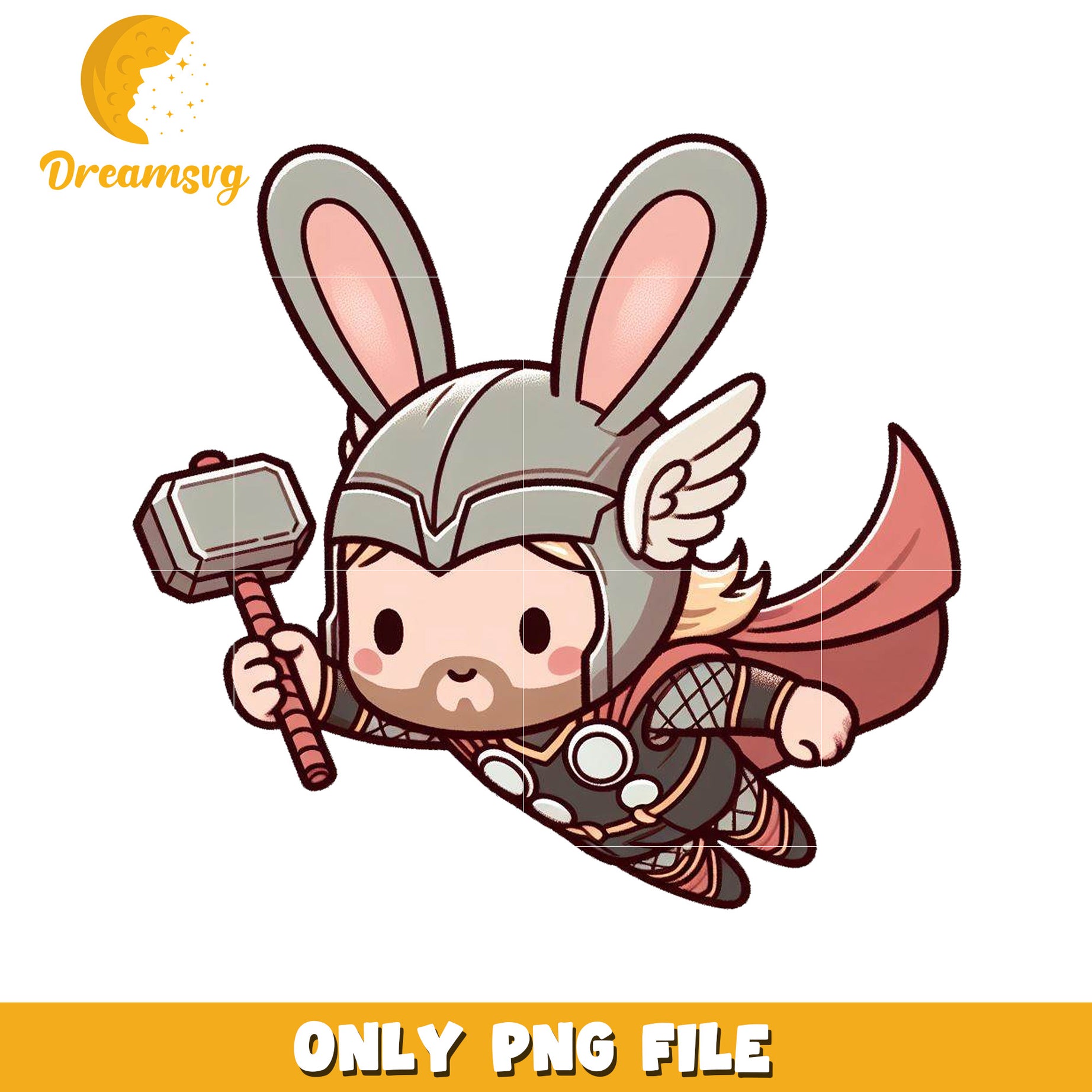 Cute Bunny Thor Character PNG for Fun Designs and Crafts